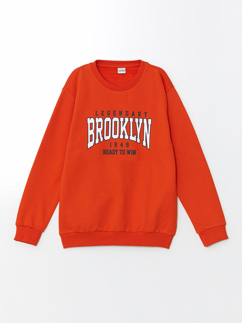 LCW Kids Canlı Turuncu Bisiklet Yaka Erkek Çocuk Sweatshirt