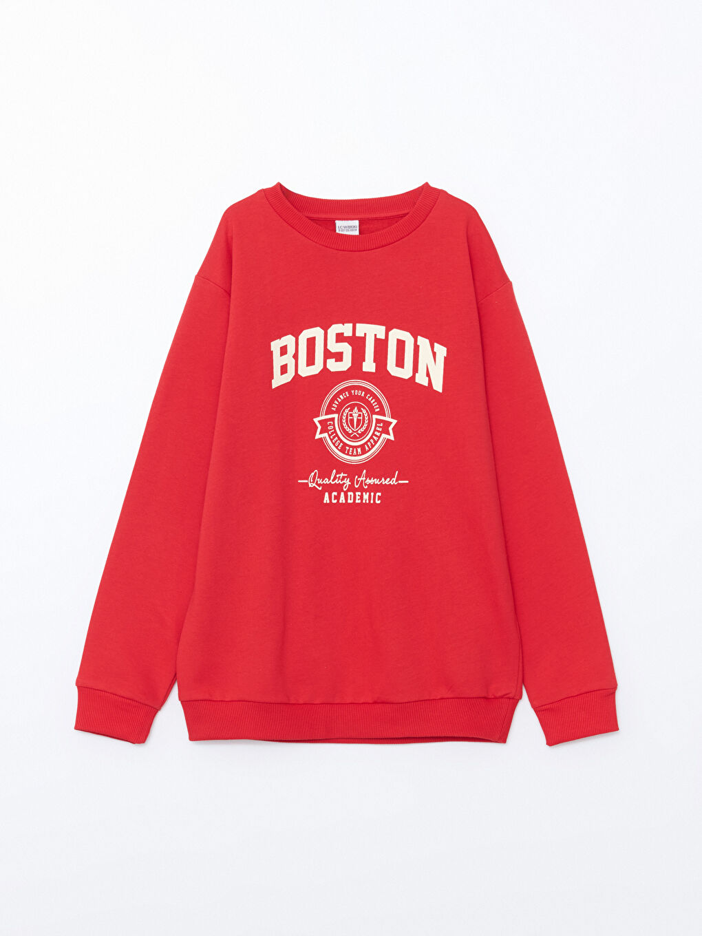 LCW Kids Canlı Kırmızı Bisiklet Yaka Erkek Çocuk Sweatshirt