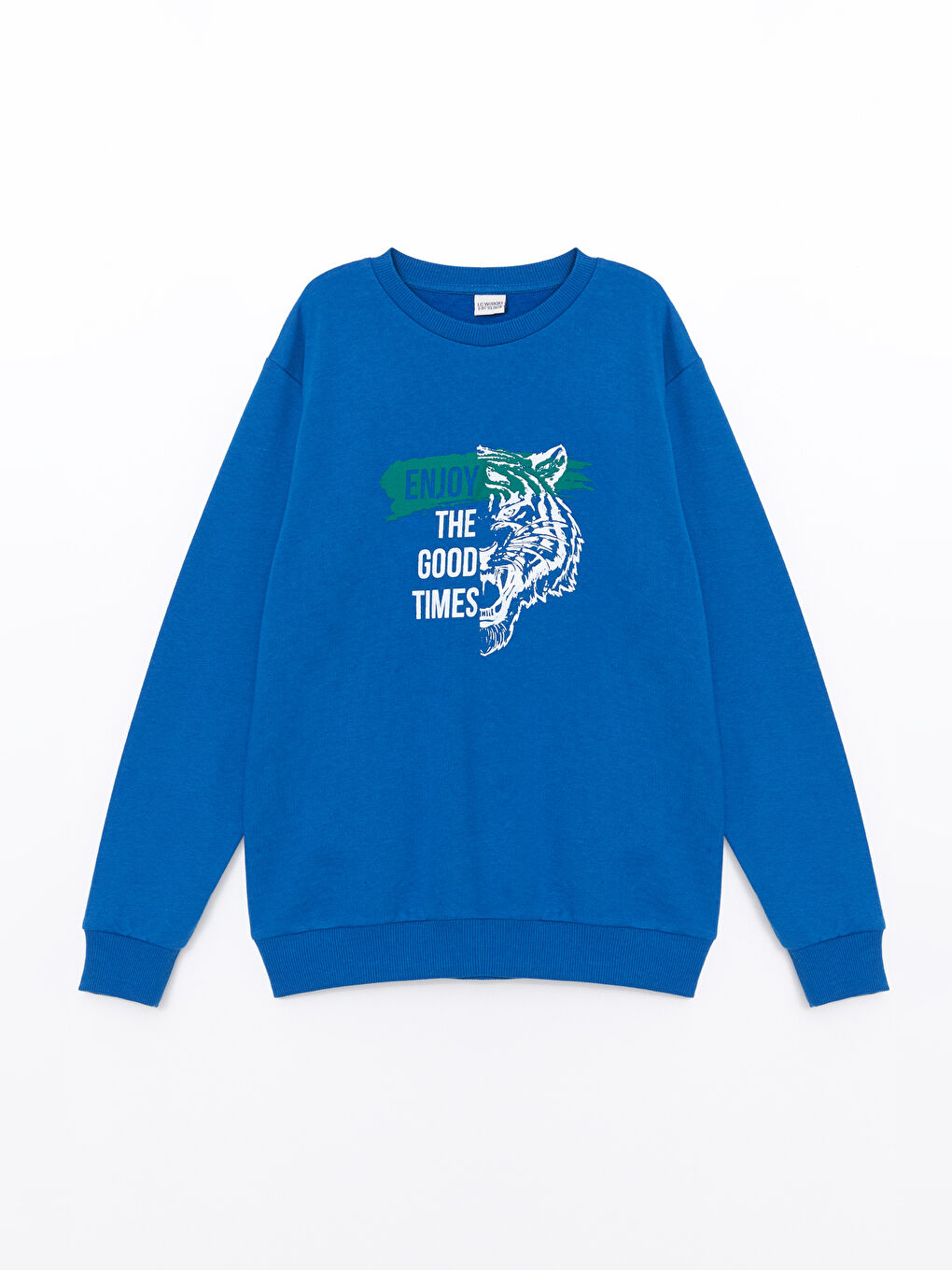 LCW Kids Koyu Mavi Bisiklet Yaka Erkek Çocuk Sweatshirt