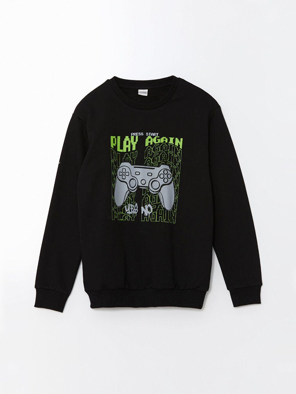 LCW Kids Yeni Siyah Bisiklet Yaka Erkek Çocuk Sweatshirt