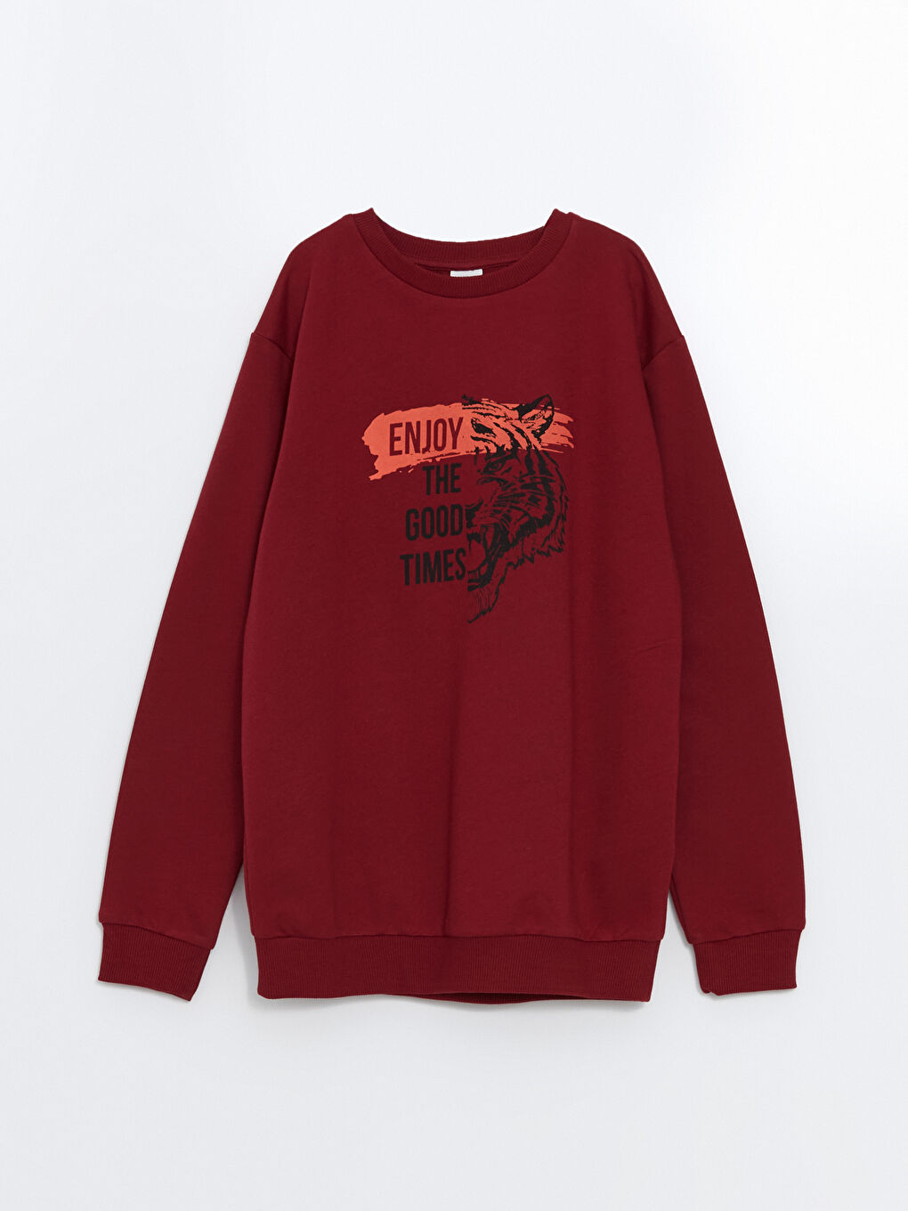 LCW Kids Bordo Bisiklet Yaka Erkek Çocuk Sweatshirt