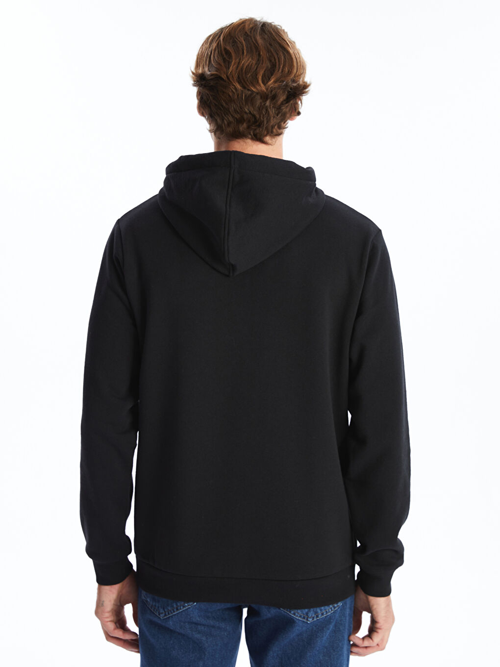 LCW ECO Yeni Siyah Uzun Kollu Baskılı Erkek Hoodie - 3