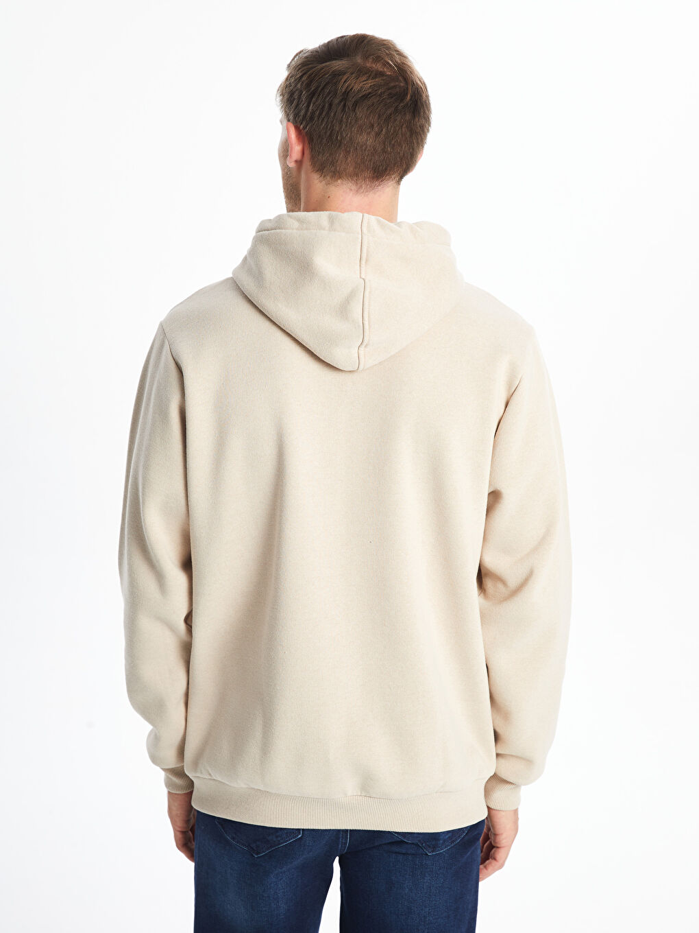 LCW ECO Açık Bej Uzun Kollu Baskılı Erkek Hoodie - 3