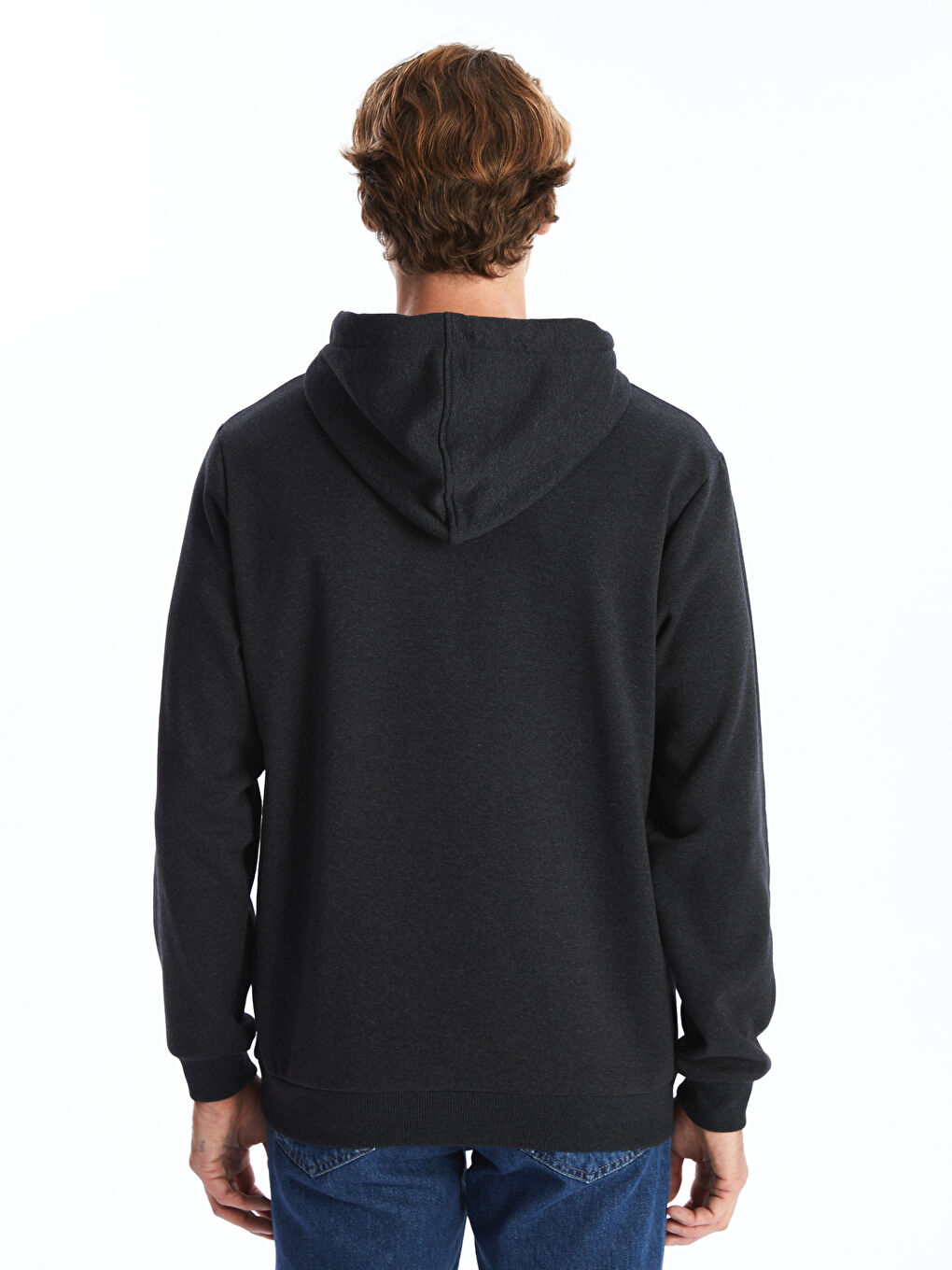 LCW ECO Antrasit Melanj Uzun Kollu Baskılı Erkek Hoodie - 3