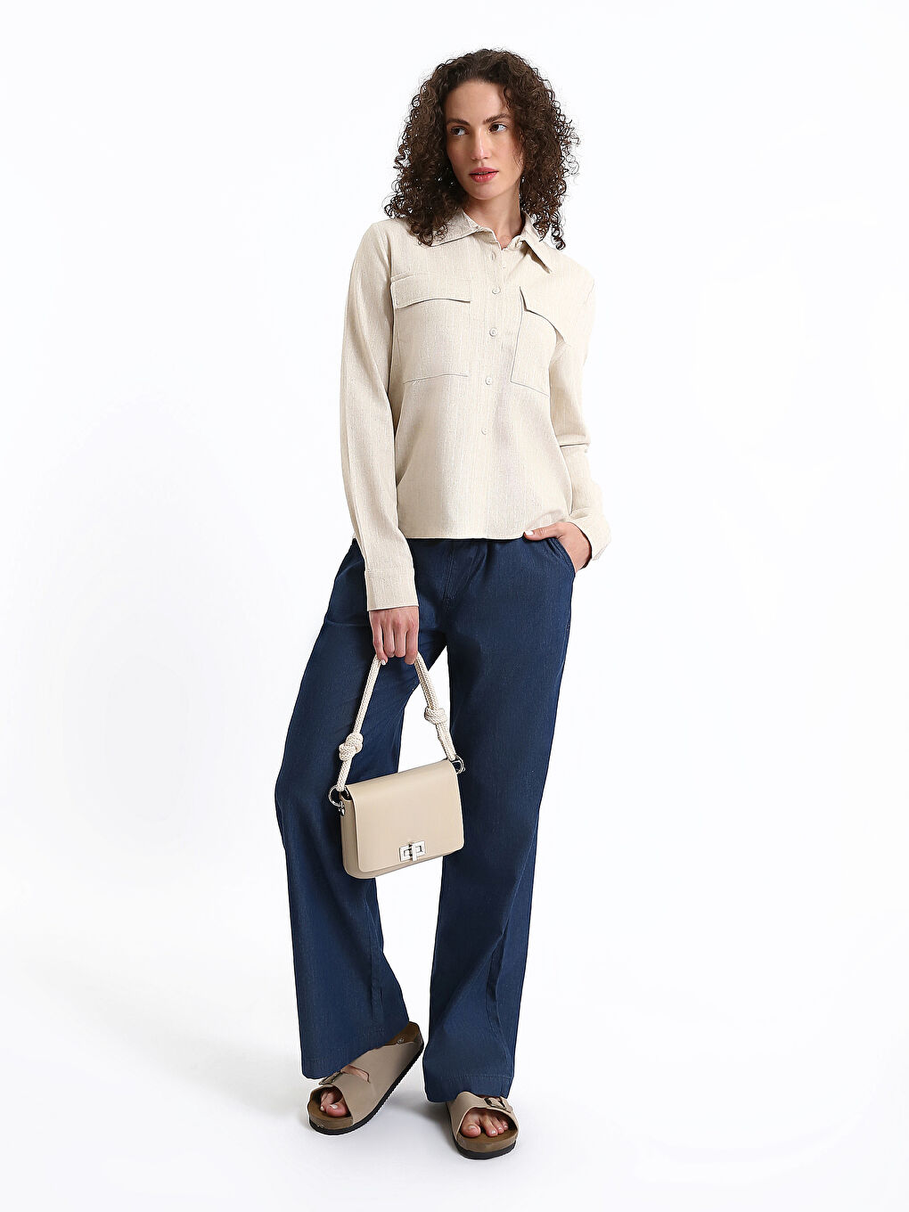 Collared Neck Long Sleeve Women's Shirt-1