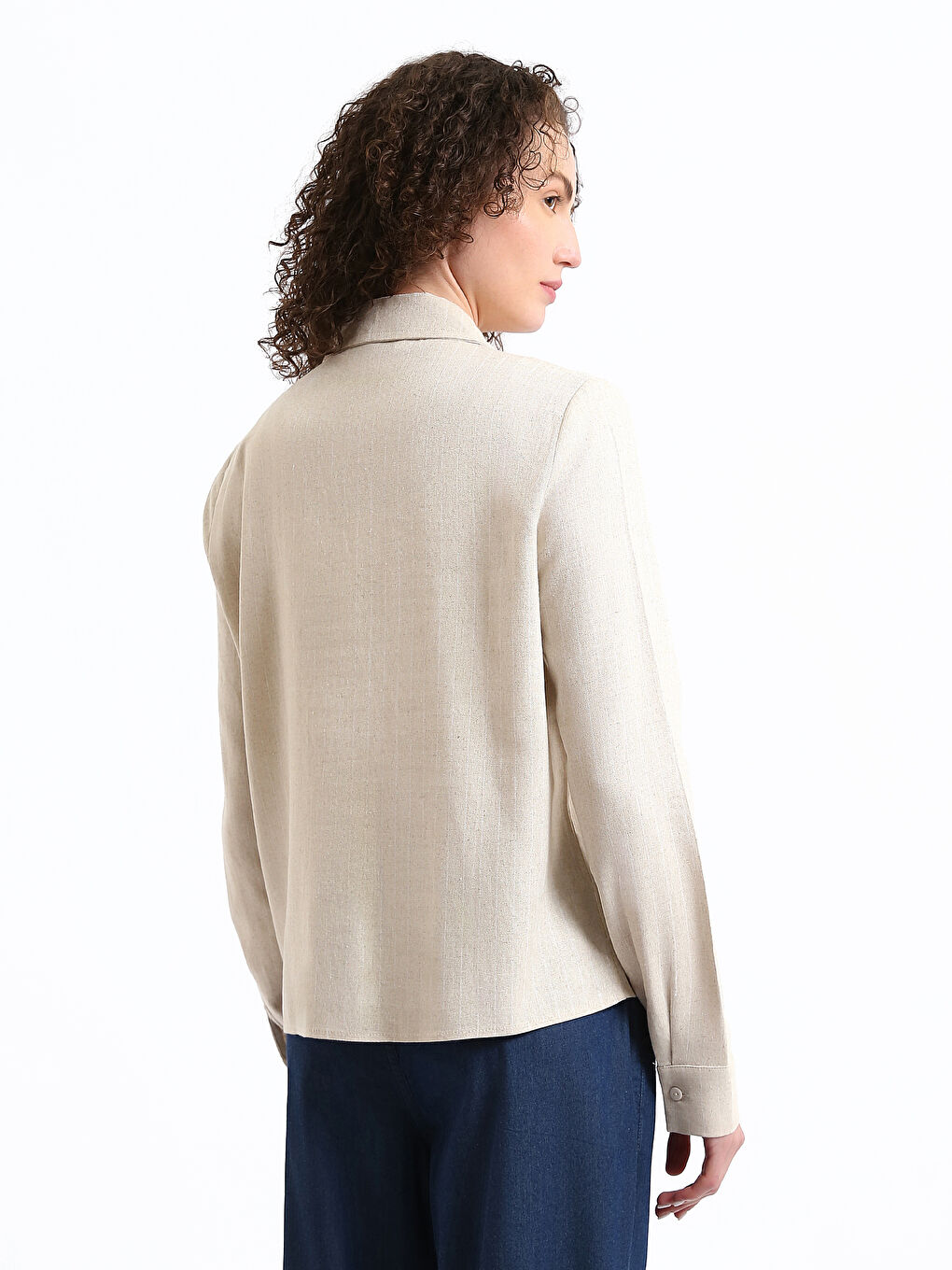 Collared Neck Long Sleeve Women's Shirt-4