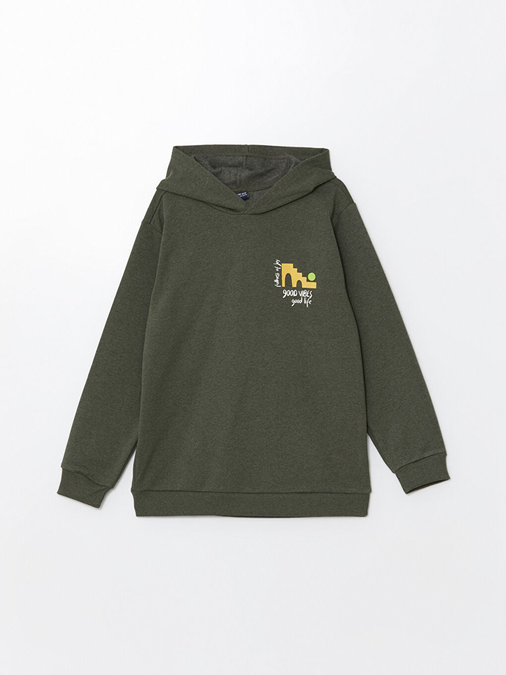 LCW ECO Haki Kapüşonlu Erkek Çocuk Sweatshirt