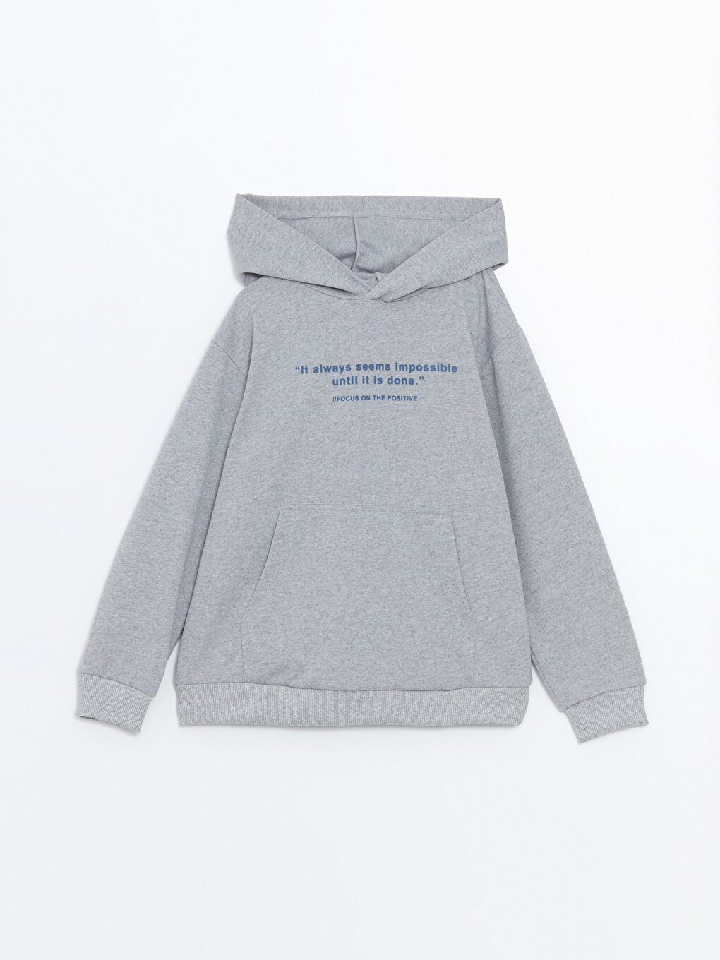 LCW ECO Açık Gri Melanj Kapüşonlu Erkek Çocuk Sweatshirt