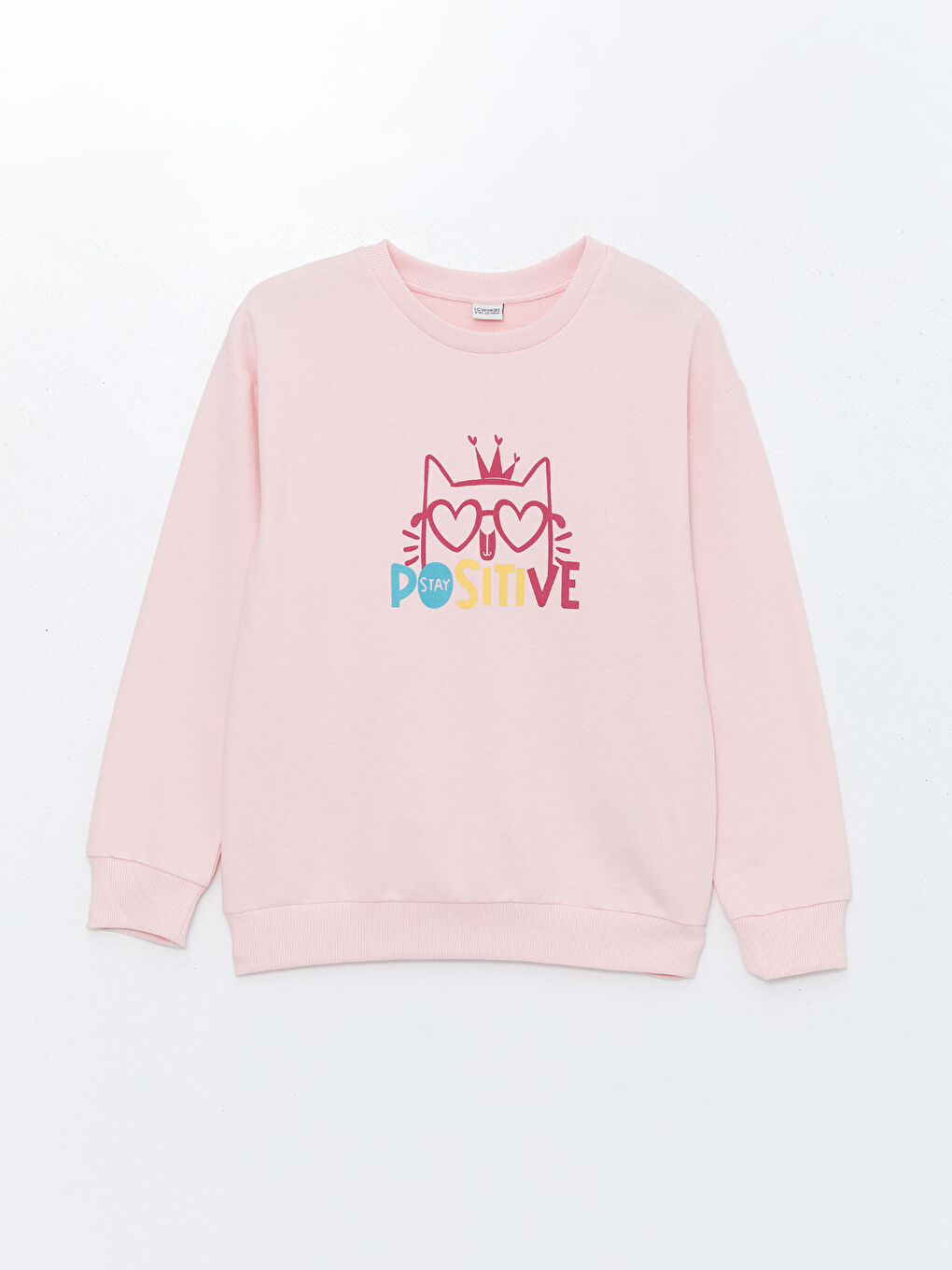 LCW Kids Açık Pembe Bisiklet Yaka Kız Çocuk Sweatshirt - 3