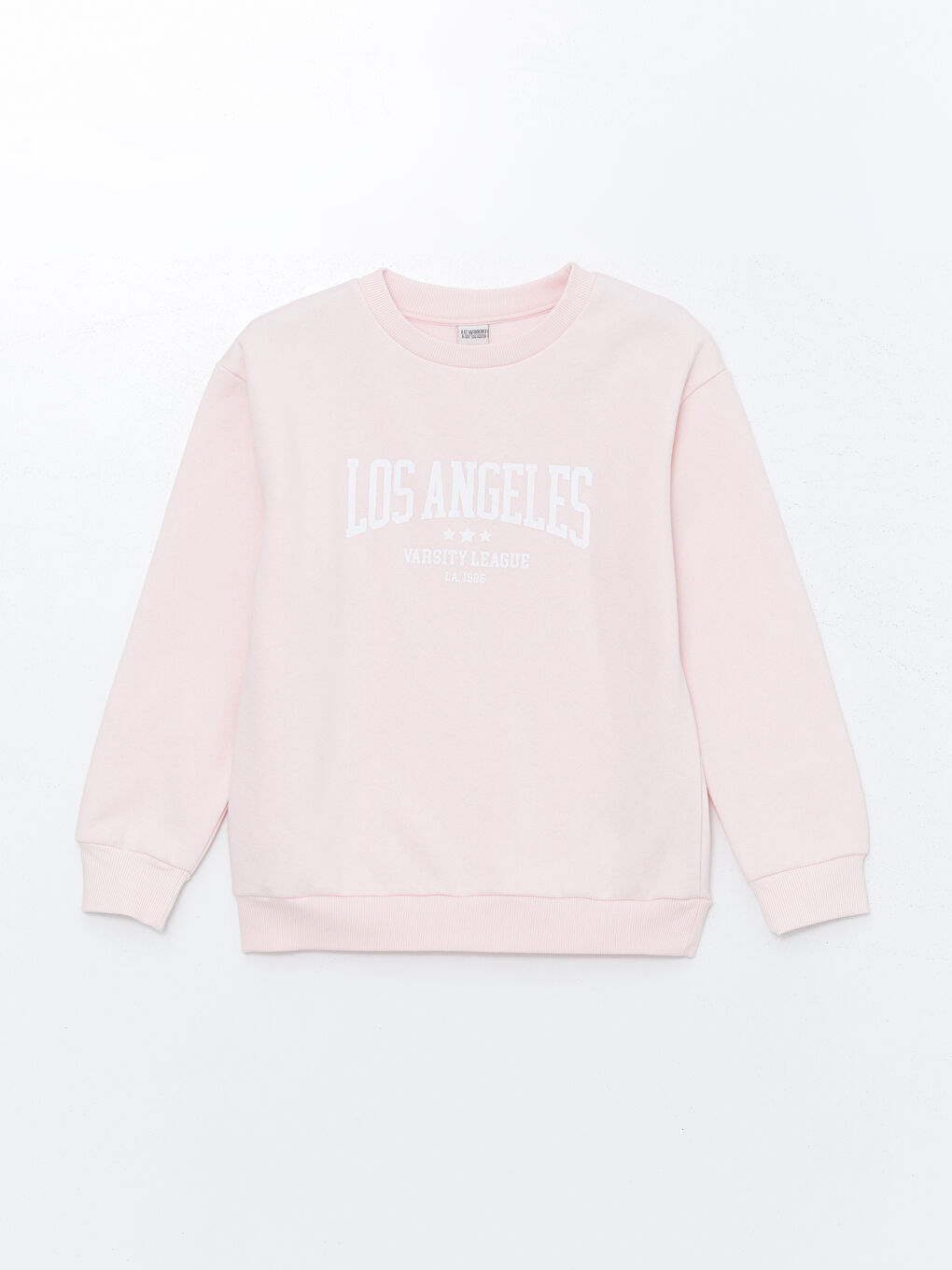 LCW Kids Açık Pembe Bisiklet Yaka Kız Çocuk Sweatshirt