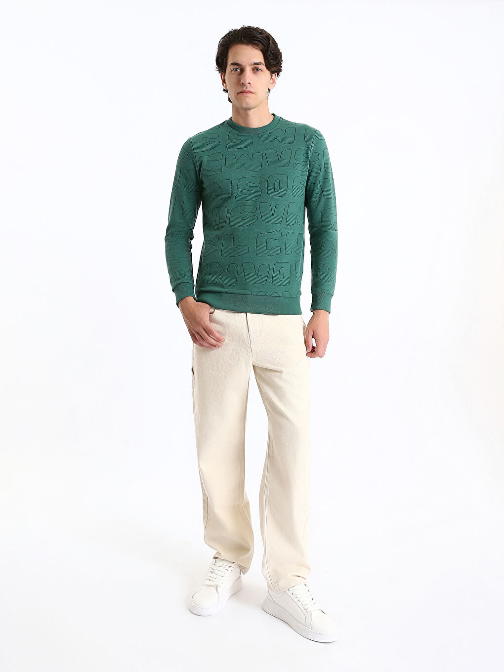 Crew Neck Long Sleeve Printed Men's Sweatshirt-1