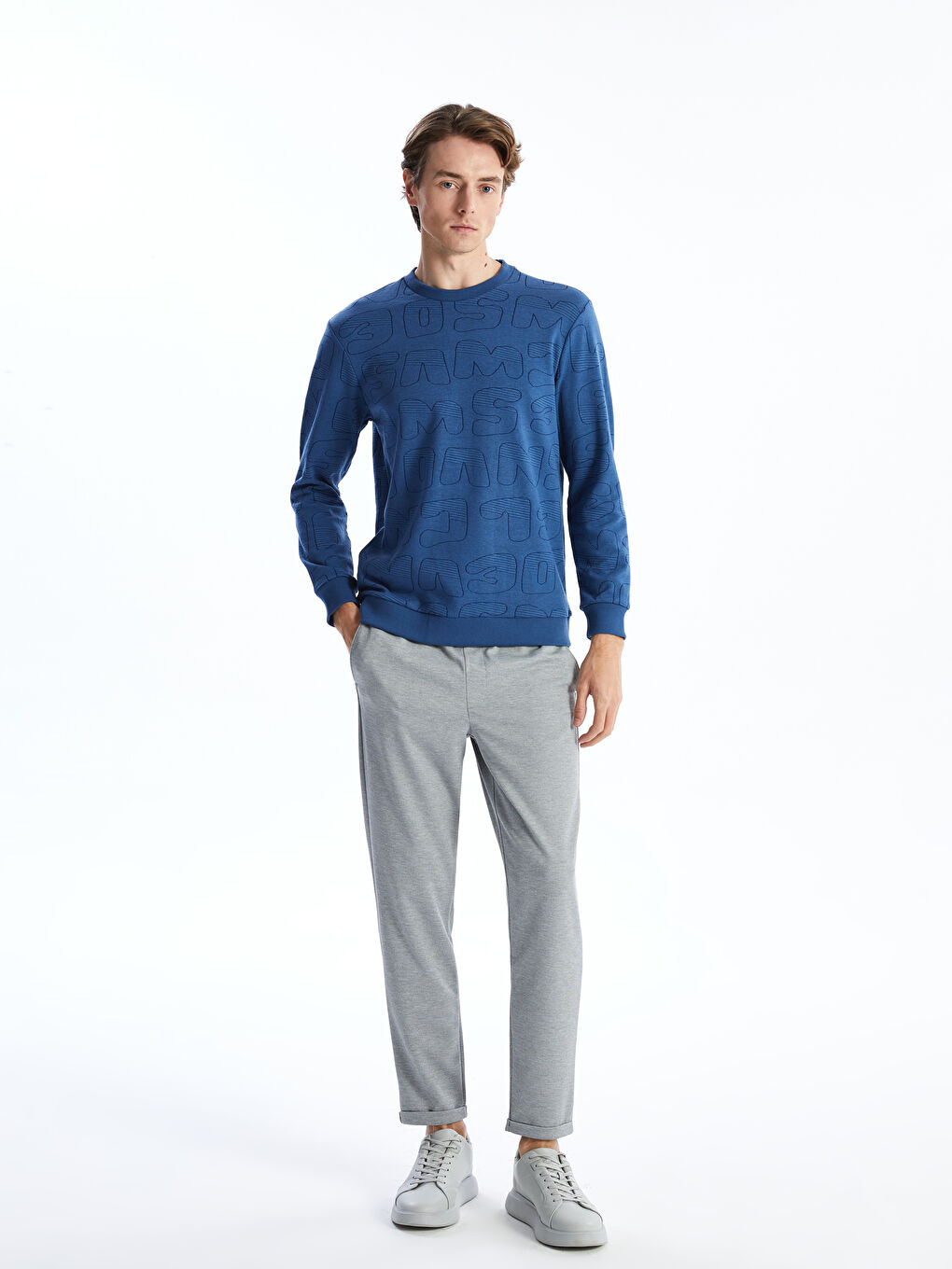 Crew Neck Long Sleeve Printed Men's Sweatshirt-1