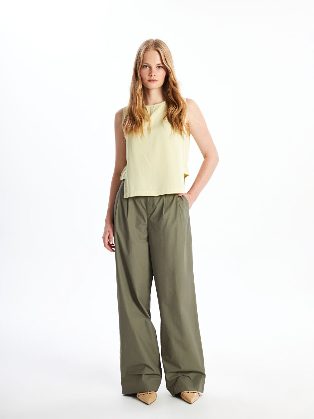 LCW Vision Loose Fit Wide Leg Women's Trousers -W4IN17Z8-YCQ