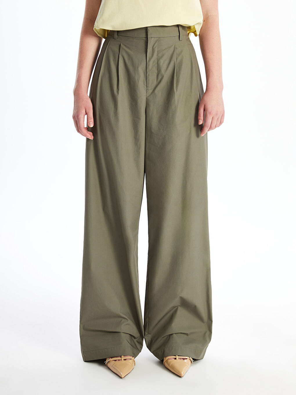 LCW Vision Loose Fit Wide Leg Women's Trousers -W4IN17Z8-YCQ