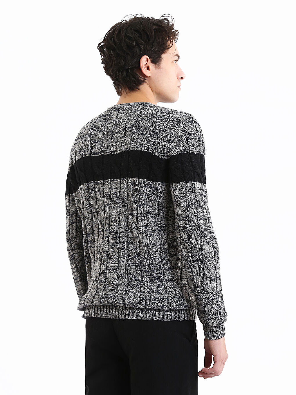 Crew Neck Long Sleeve Men's Tricot Sweater-4