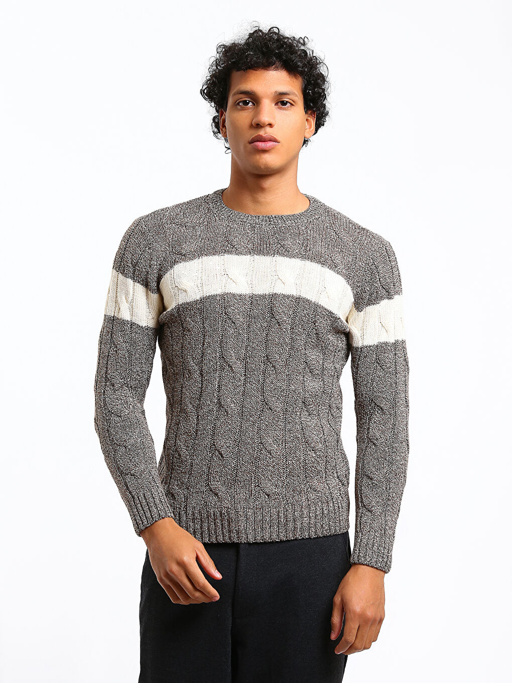 Crew Neck Long Sleeve Men's Tricot Sweater