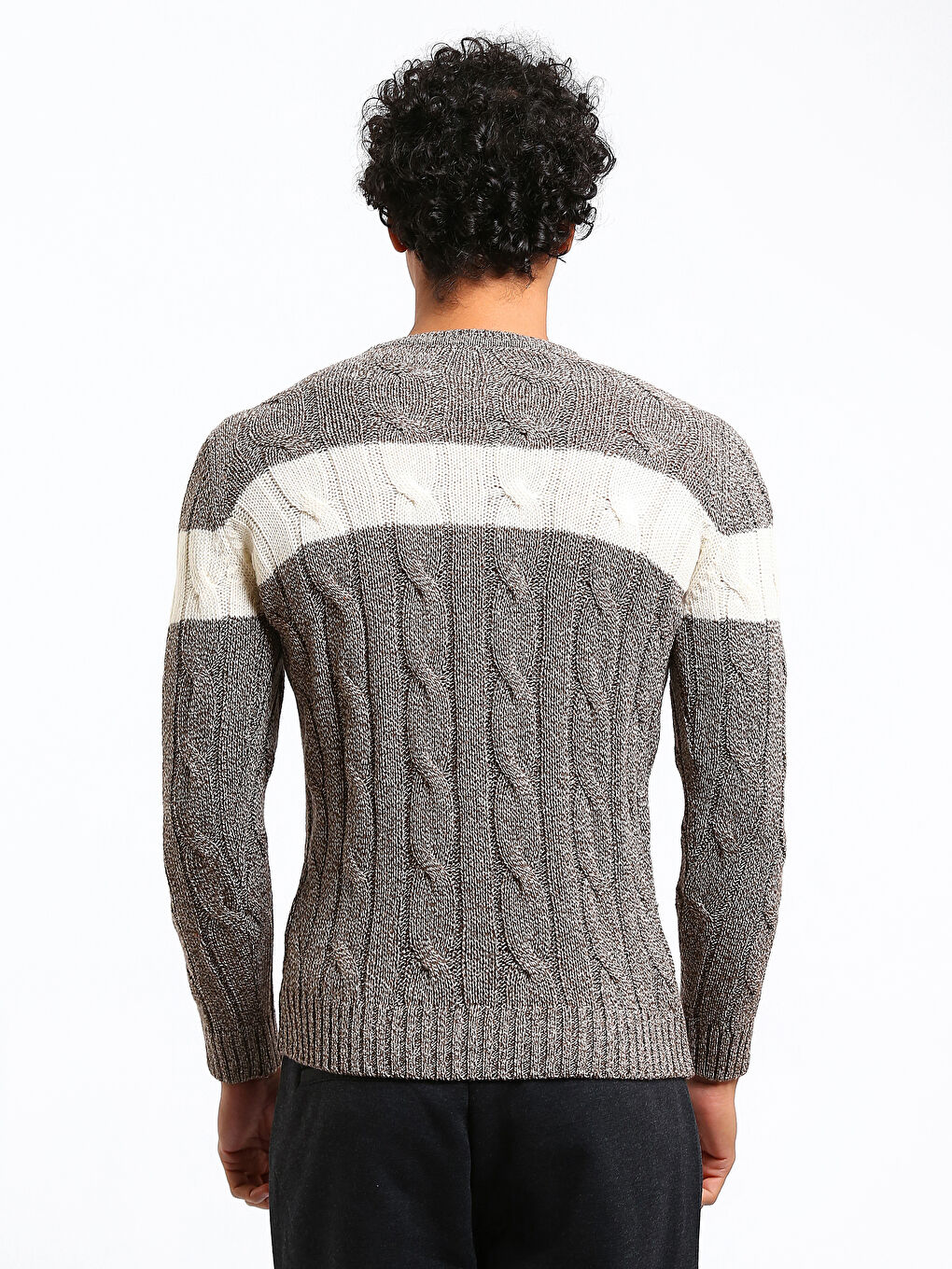 Crew Neck Long Sleeve Men's Tricot Sweater-4