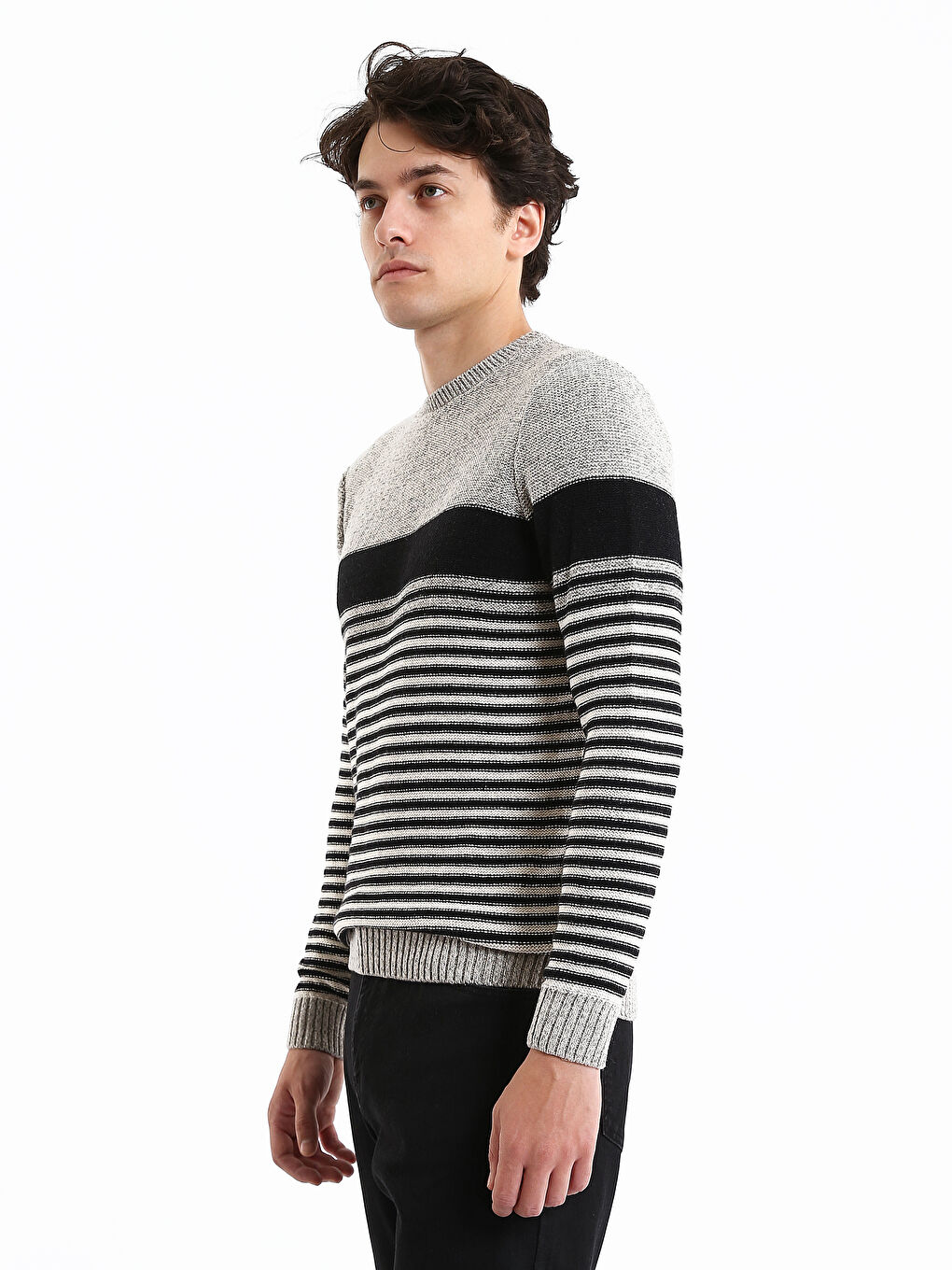 Crew Neck Striped Men's Knitwear Sweater-3