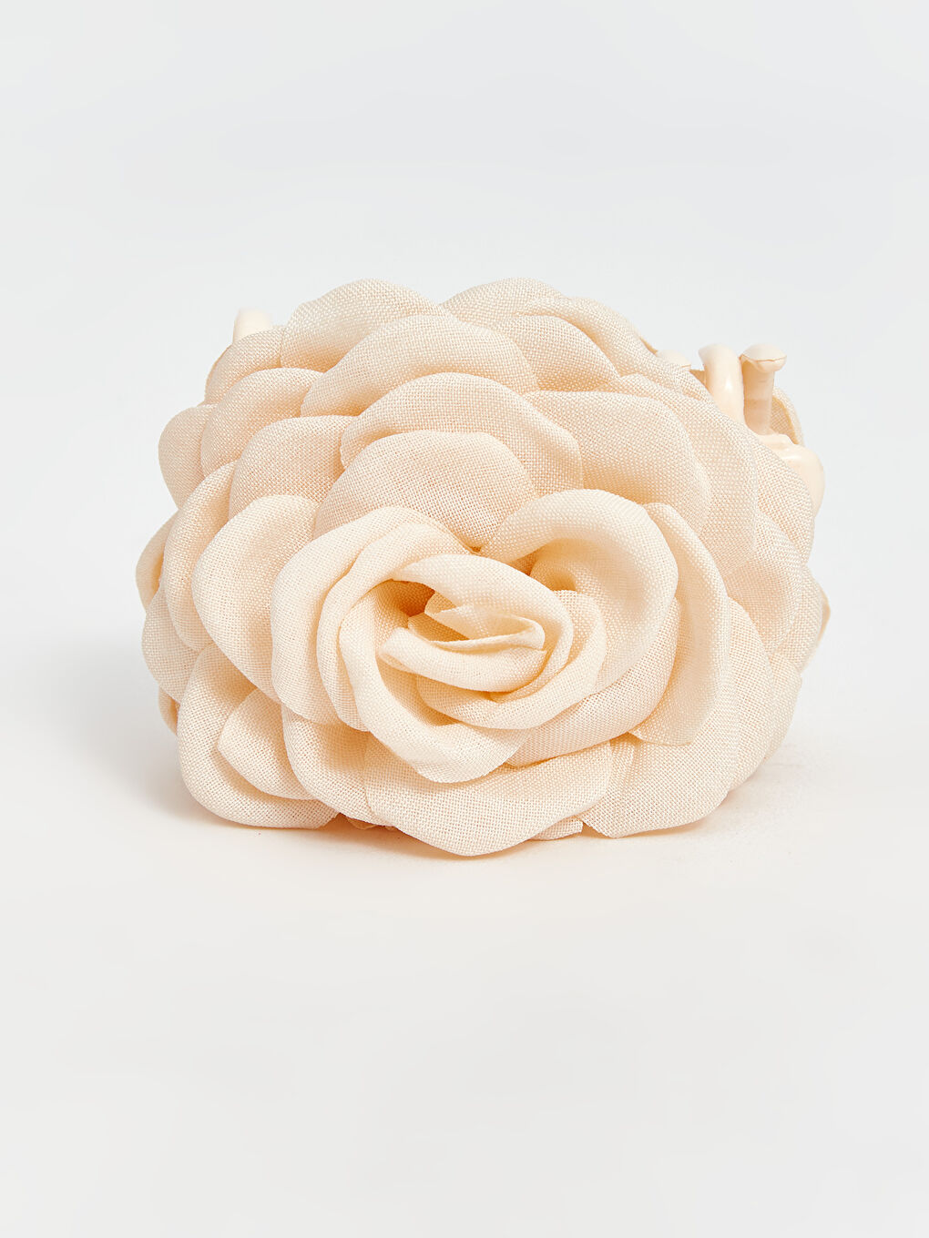 Ekru Çiçek Desenli Kadın Mandal Toka-1