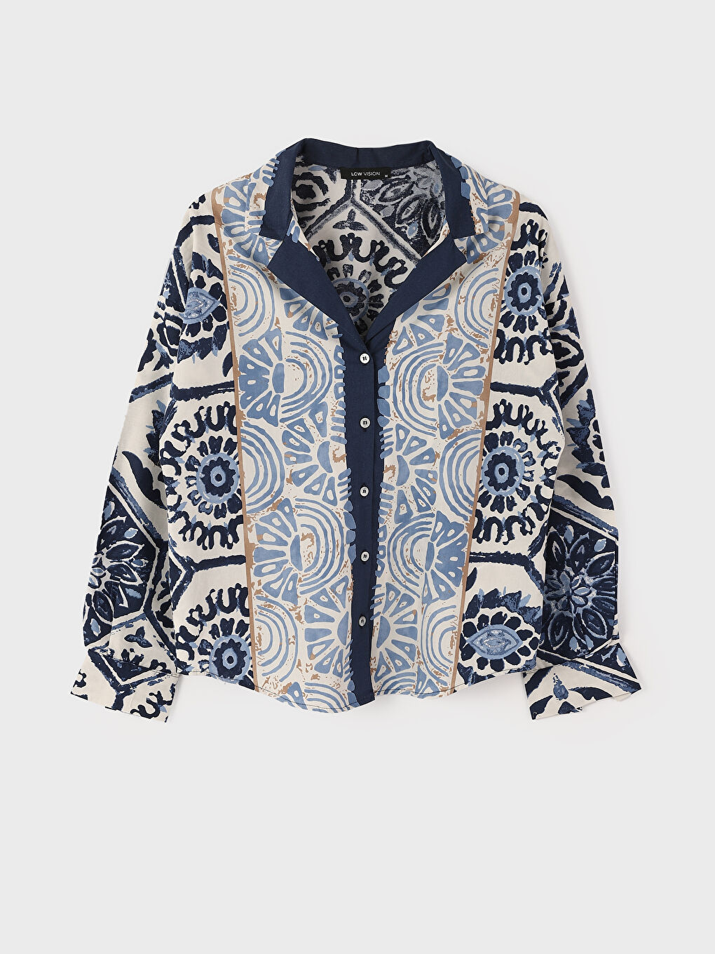 LCW Vision Patterned Long Sleeve Oversize Women's Shirt -W4IO04Z8-LQQ