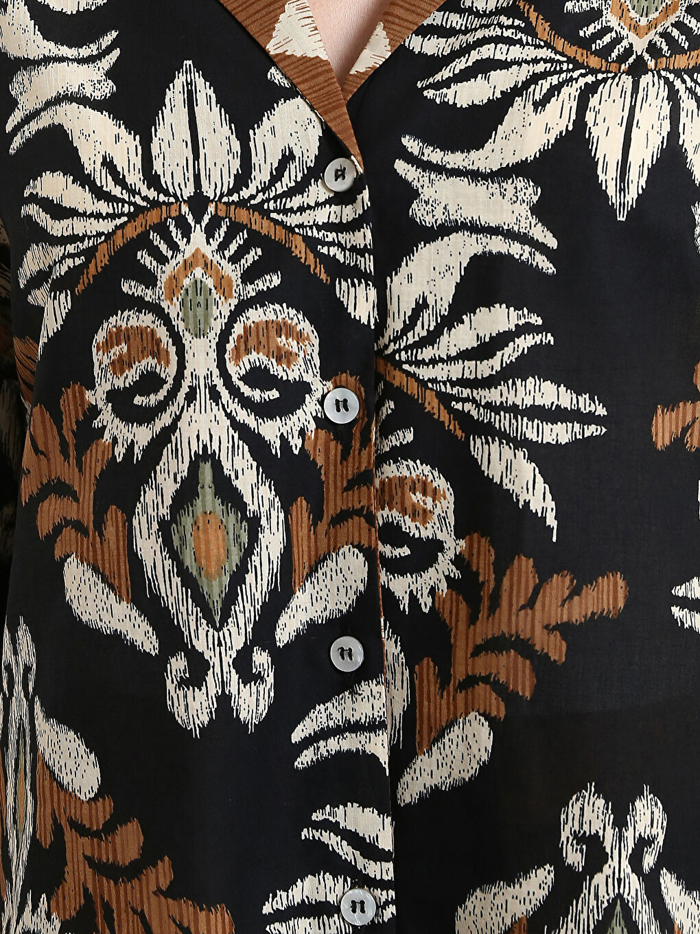 Patterned Long Sleeve Oversize Women's Shirt-2