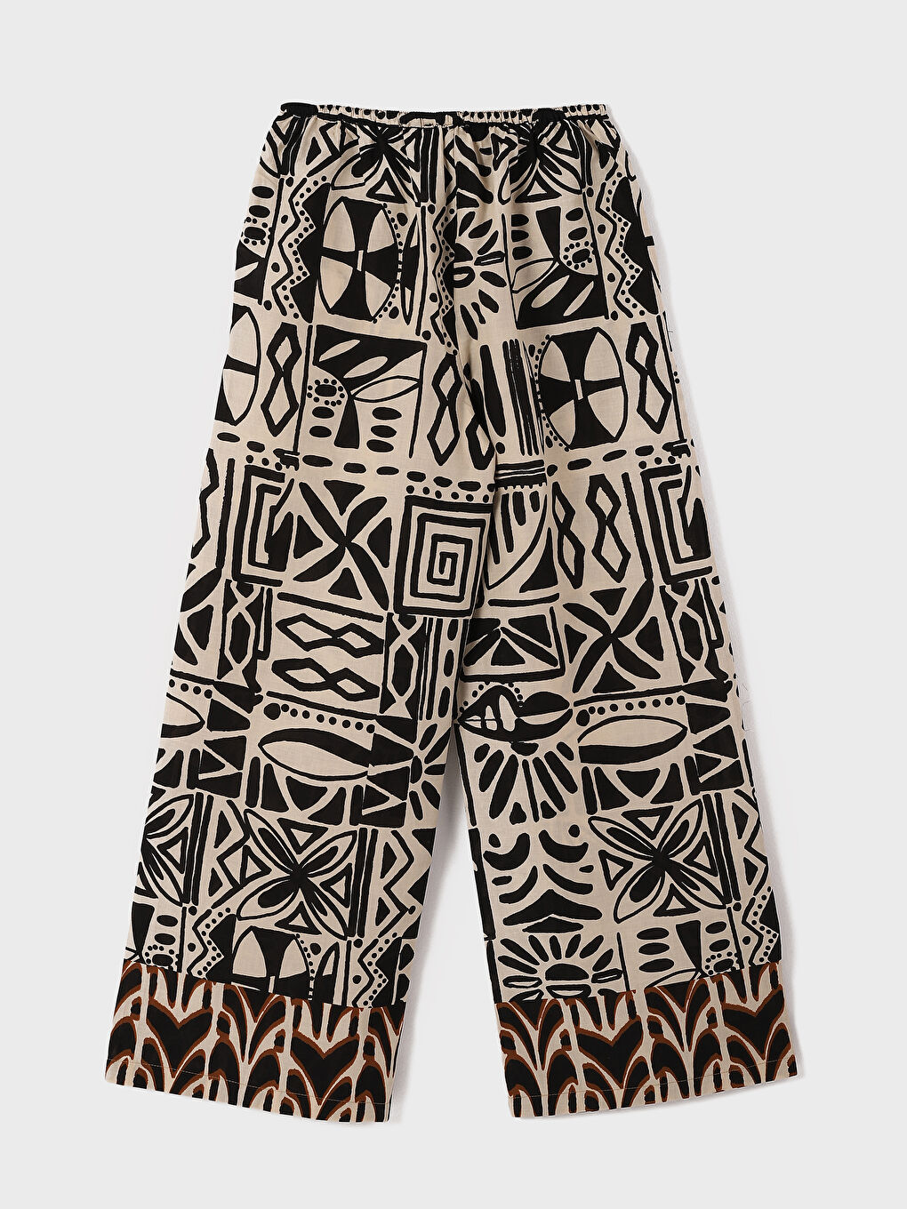 Elasticated Waist Patterned Women's Trousers-1