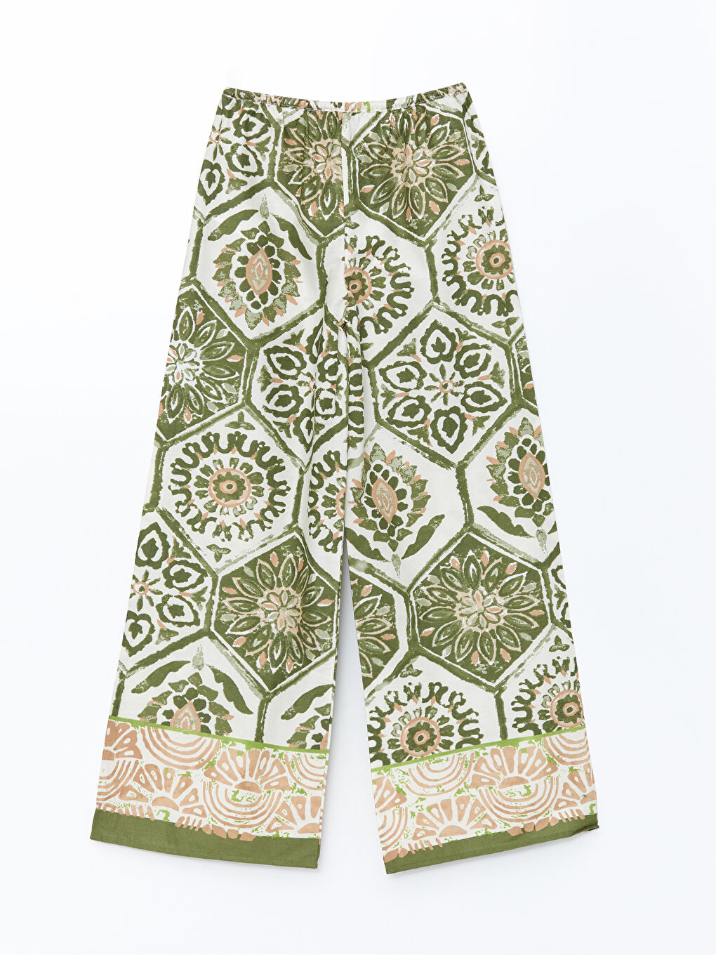 بنطلون نسائي بنقشة بخصر مرن-5