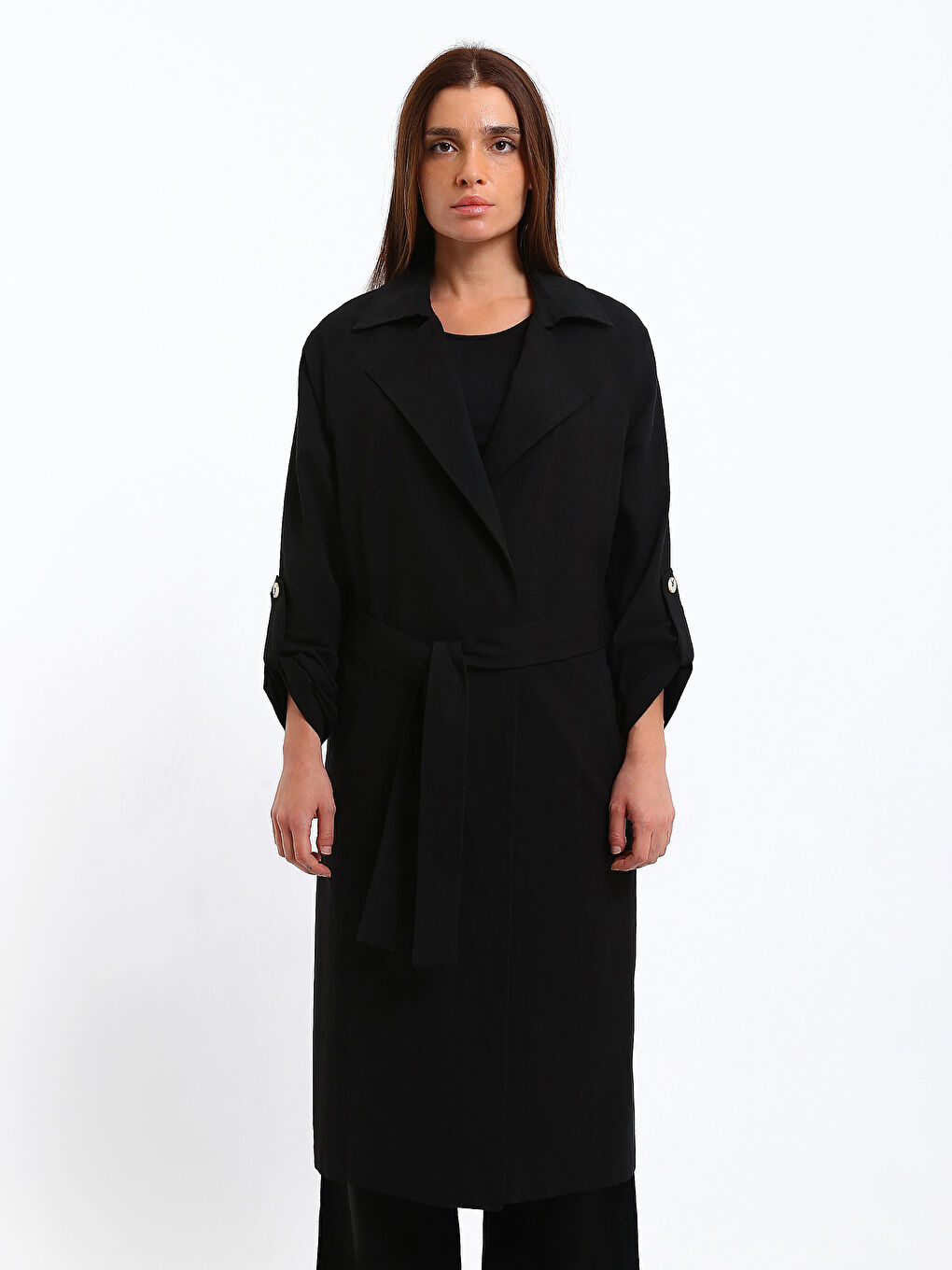 Ceket Yaka Oversize Kadın Trençkot