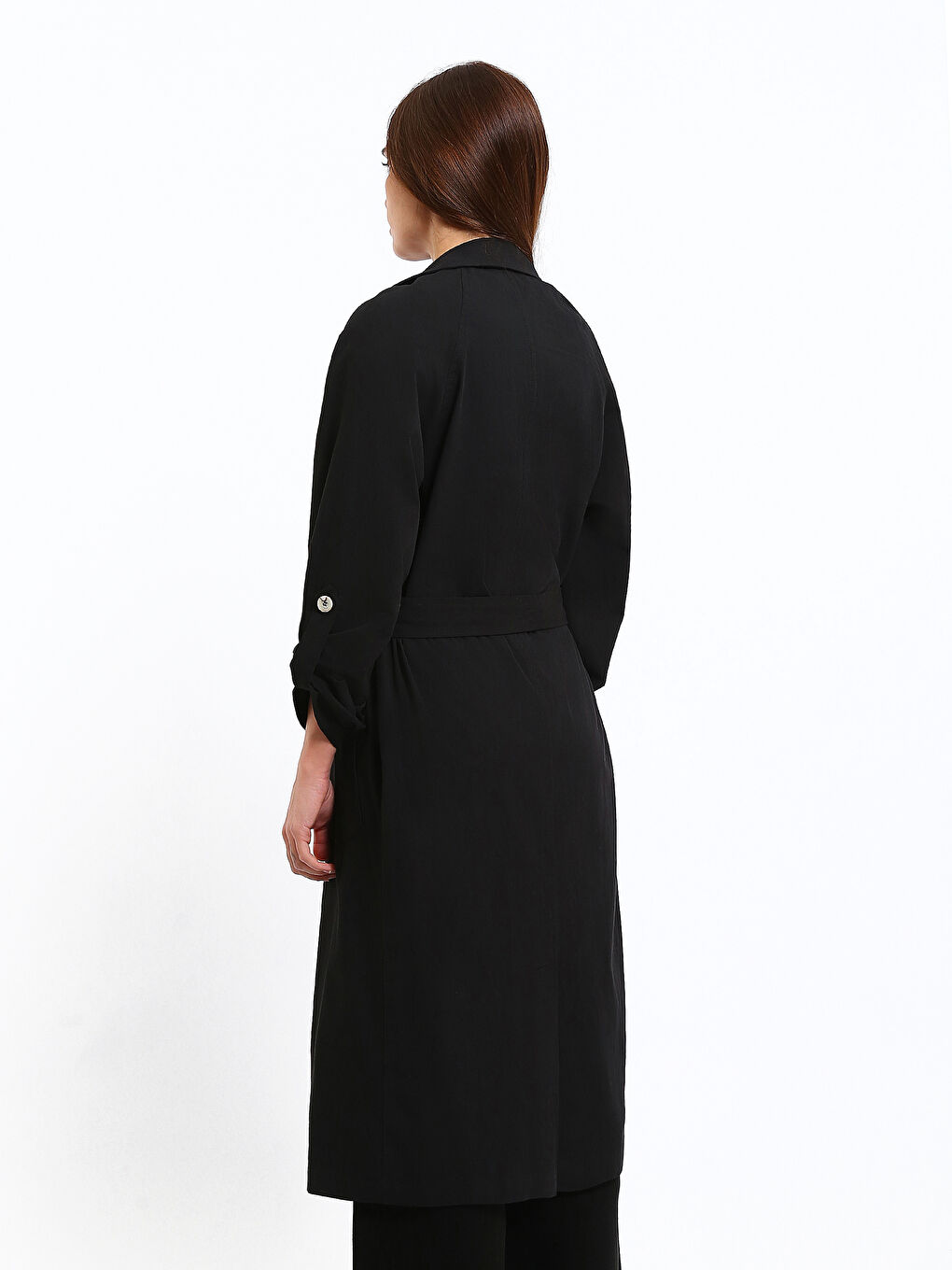 Ceket Yaka Oversize Kadın Trençkot-4