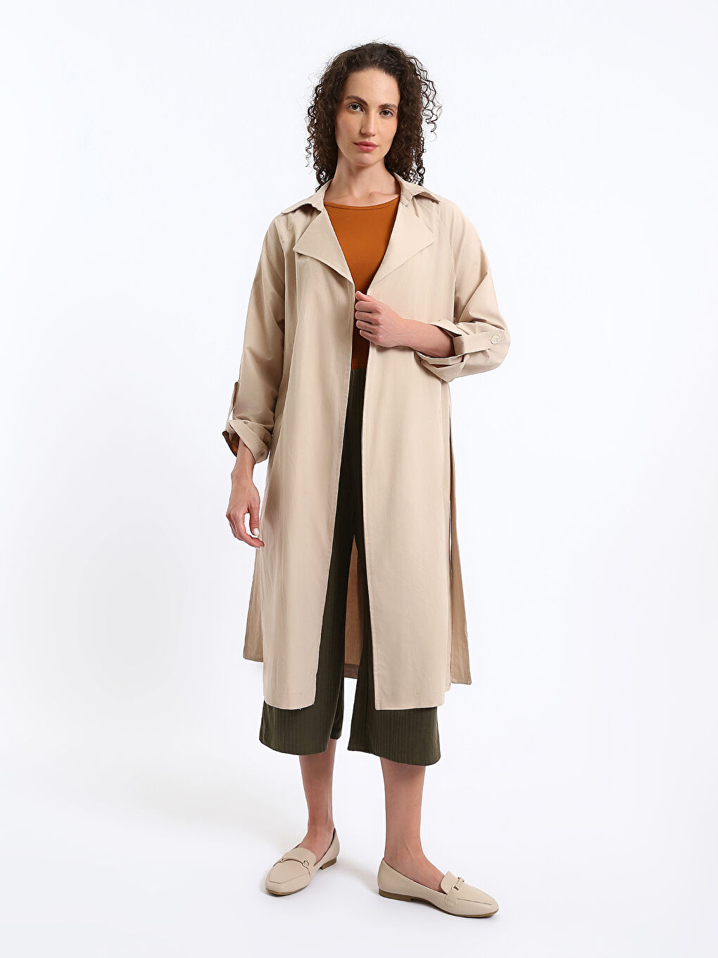 Jacket Collar Oversize Women's Trench Coat-1