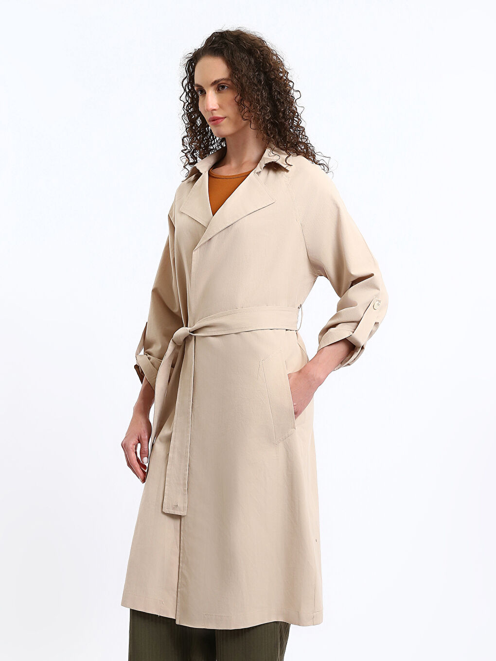 Jacket Collar Oversize Women's Trench Coat-3