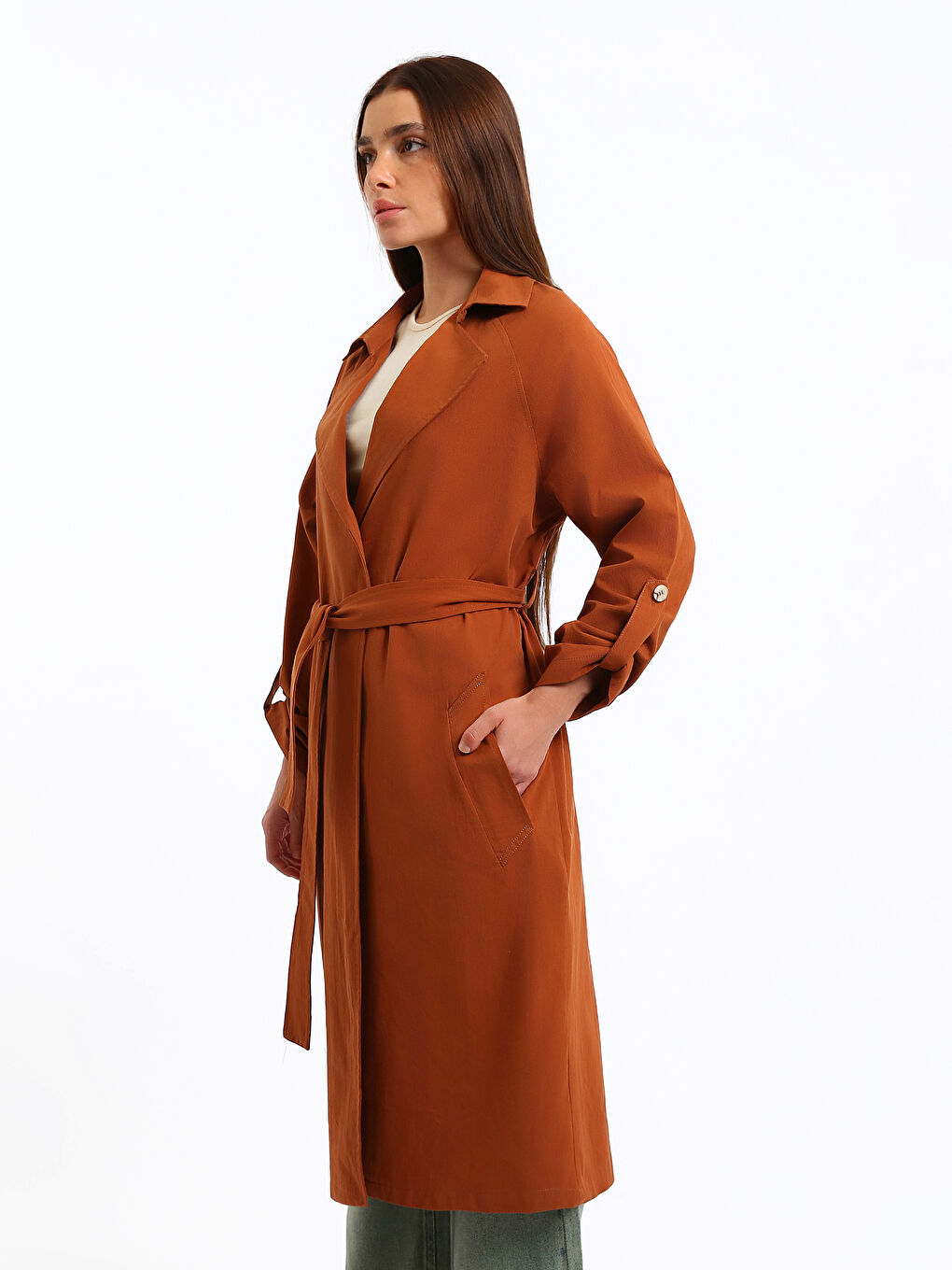 Jacket Collar Oversize Women's Trench Coat-3