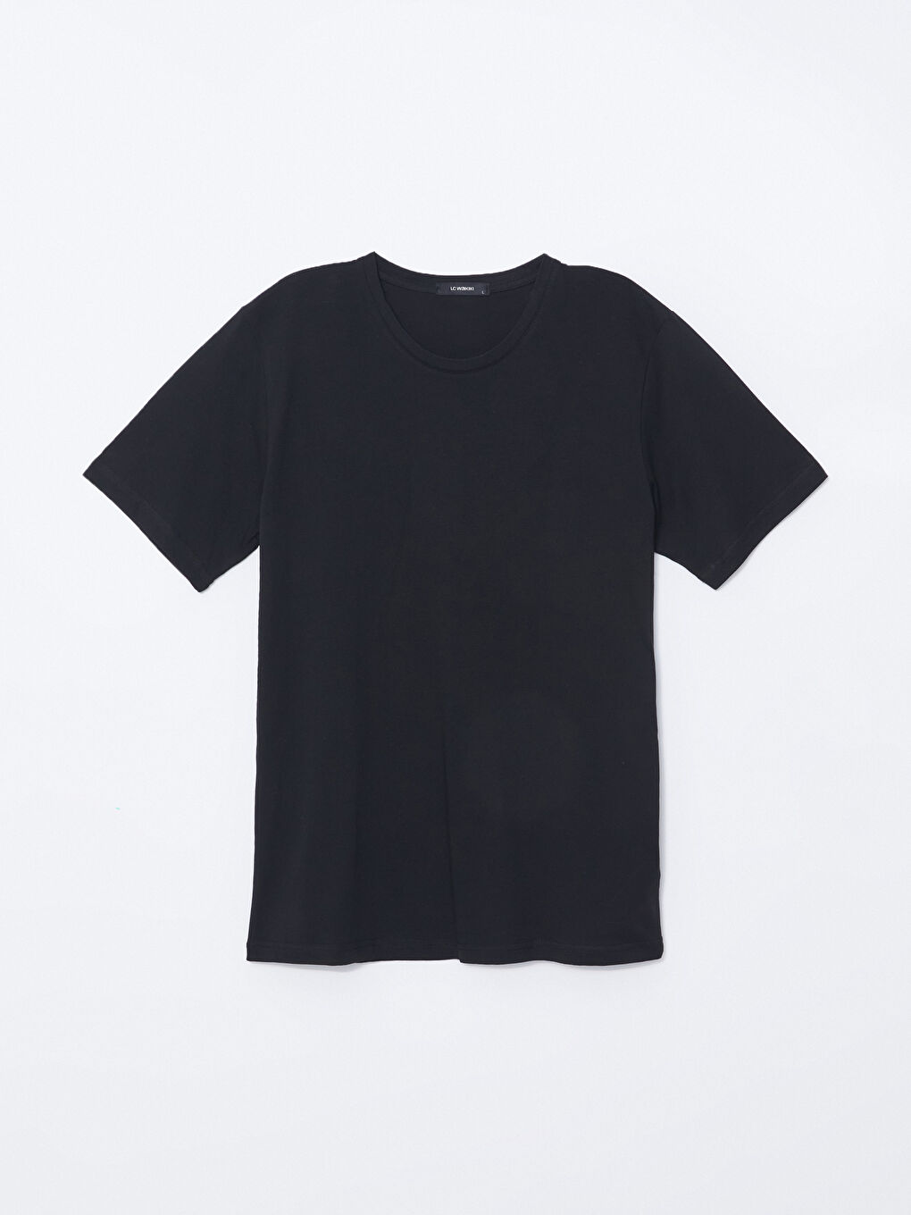 Siyah Bisiklet Yaka Penye Erkek Tişört-4