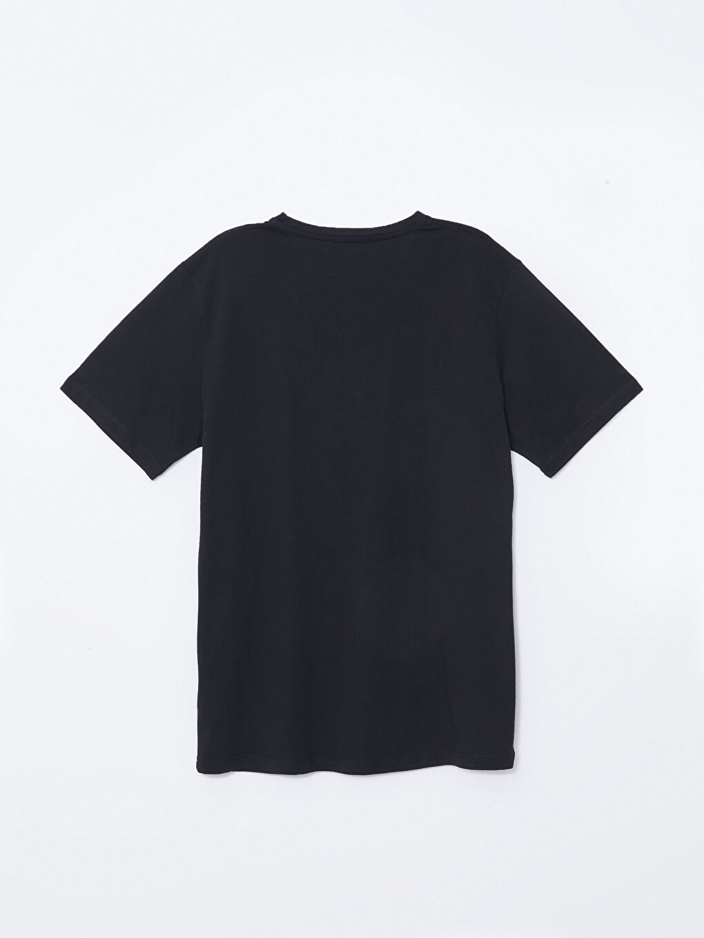 Siyah Bisiklet Yaka Penye Erkek Tişört-5