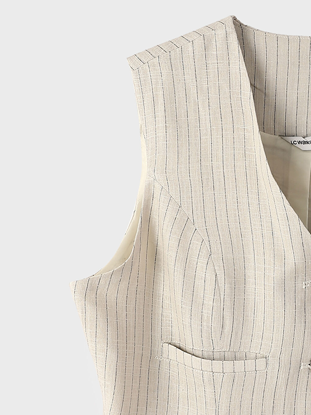 LC Waikiki V-Neck Striped Women's Classic Waistcoat -W4IO35Z8-G7K