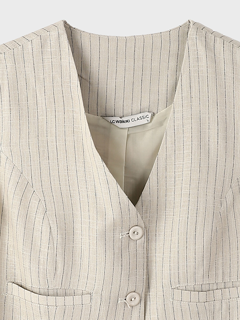 LC Waikiki V-Neck Striped Women's Classic Waistcoat -W4IO35Z8-G7K