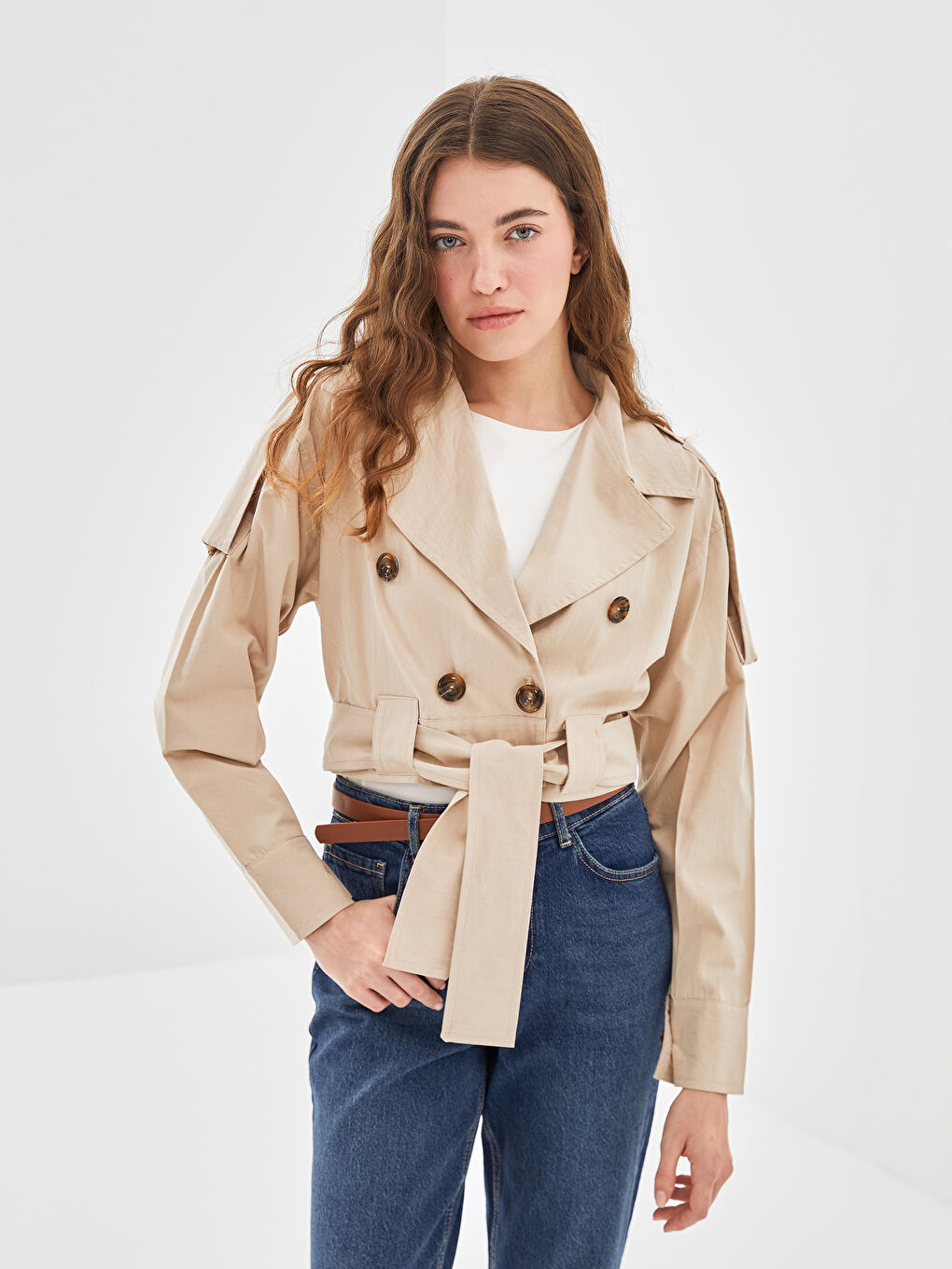 معطف ترنش بصفين زراير للسيدات