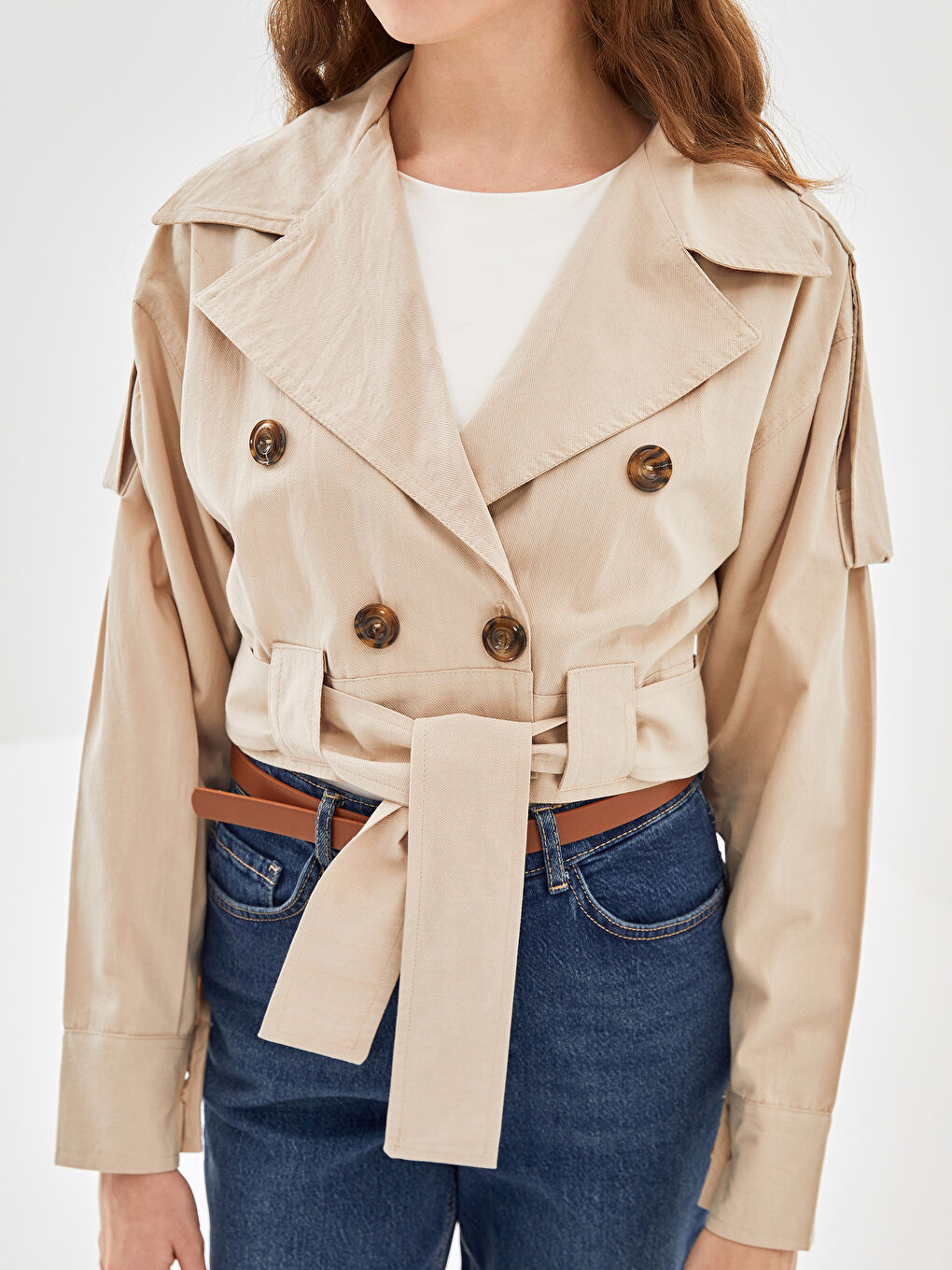 معطف ترنش بصفين زراير للسيدات-2