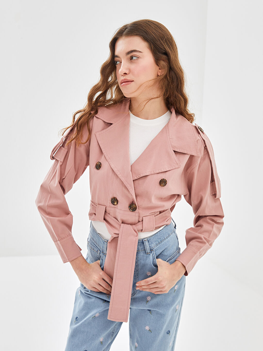 Double Breasted Women's Trenchcoat -W4IO46Z8-KTK