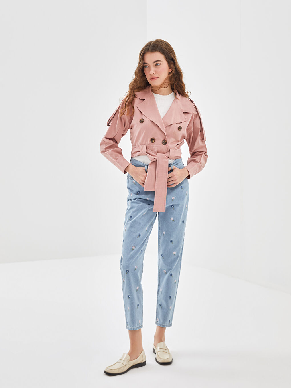 Double Breasted Women's Trenchcoat -W4IO46Z8-KTK