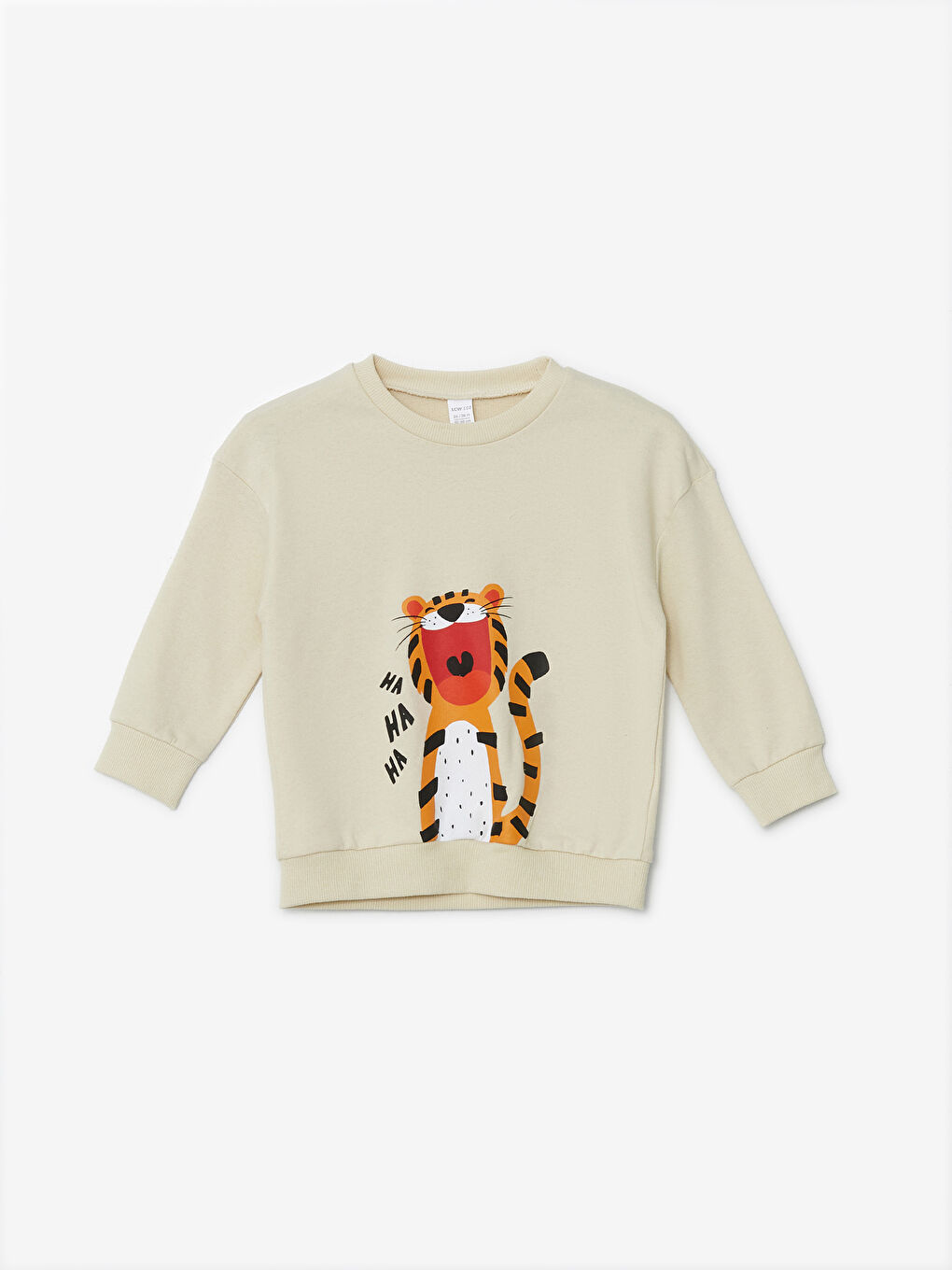 LCW ECO Açık Bej Bisiklet Yaka Uzun Kollu Baskılı Erkek Bebek Sweatshirt