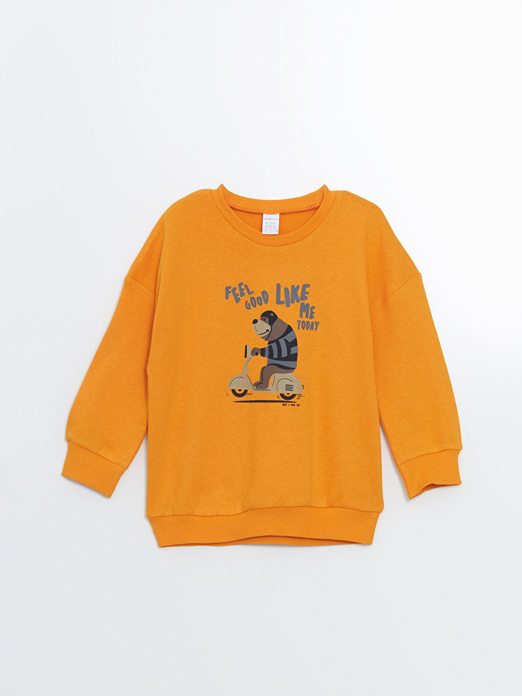 LCW ECO Turuncu Bisiklet Yaka Baskılı Erkek Bebek Sweatshirt