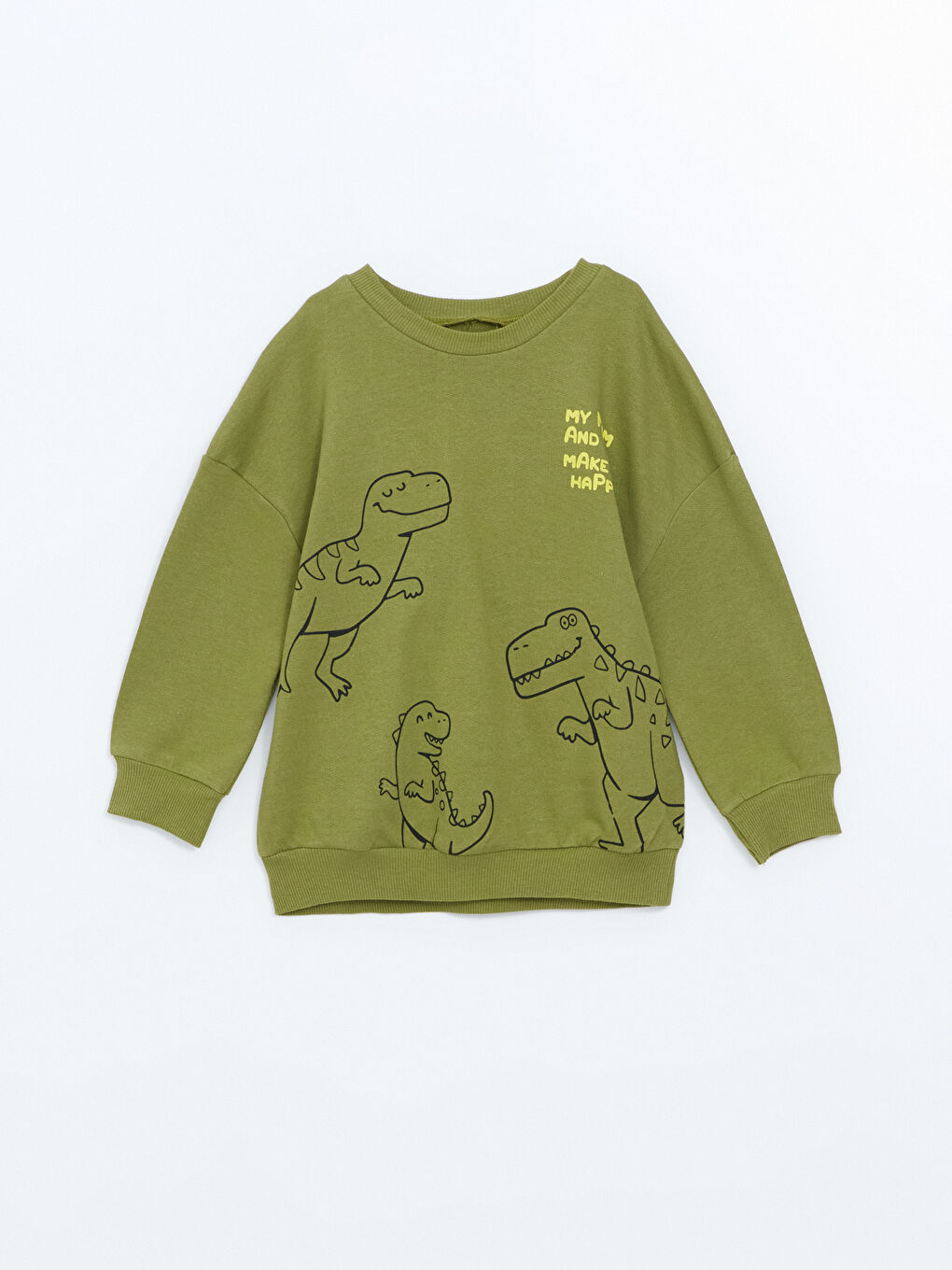 LCW ECO Yeşil Bisiklet Yaka Erkek Bebek Sweatshirt