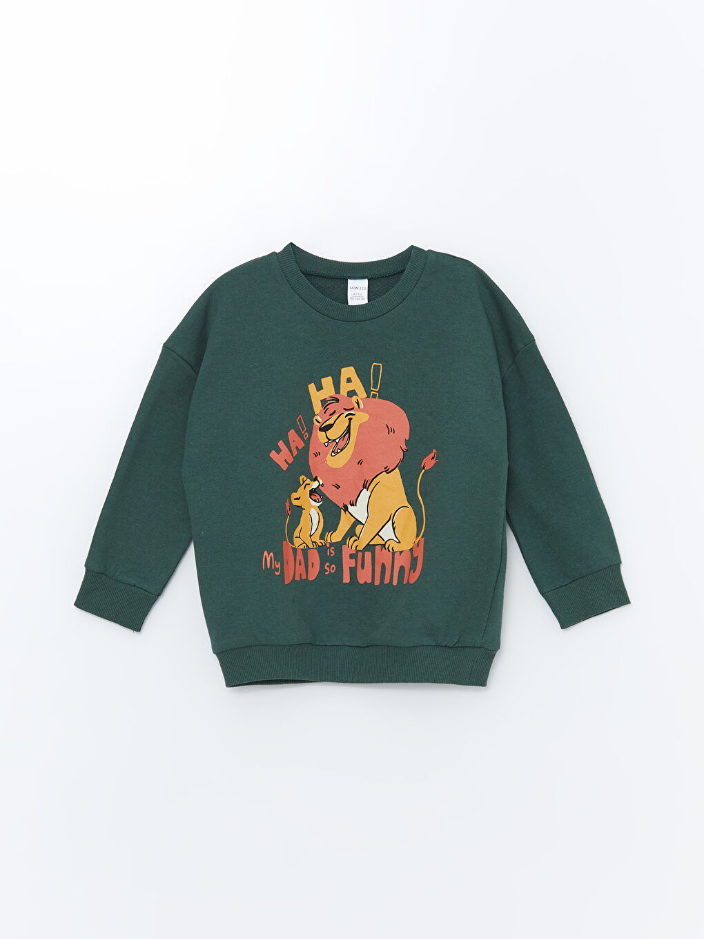 LCW ECO Orta Yeşil Bisiklet Yaka Uzun Kollu Erkek Bebek Sweatshirt