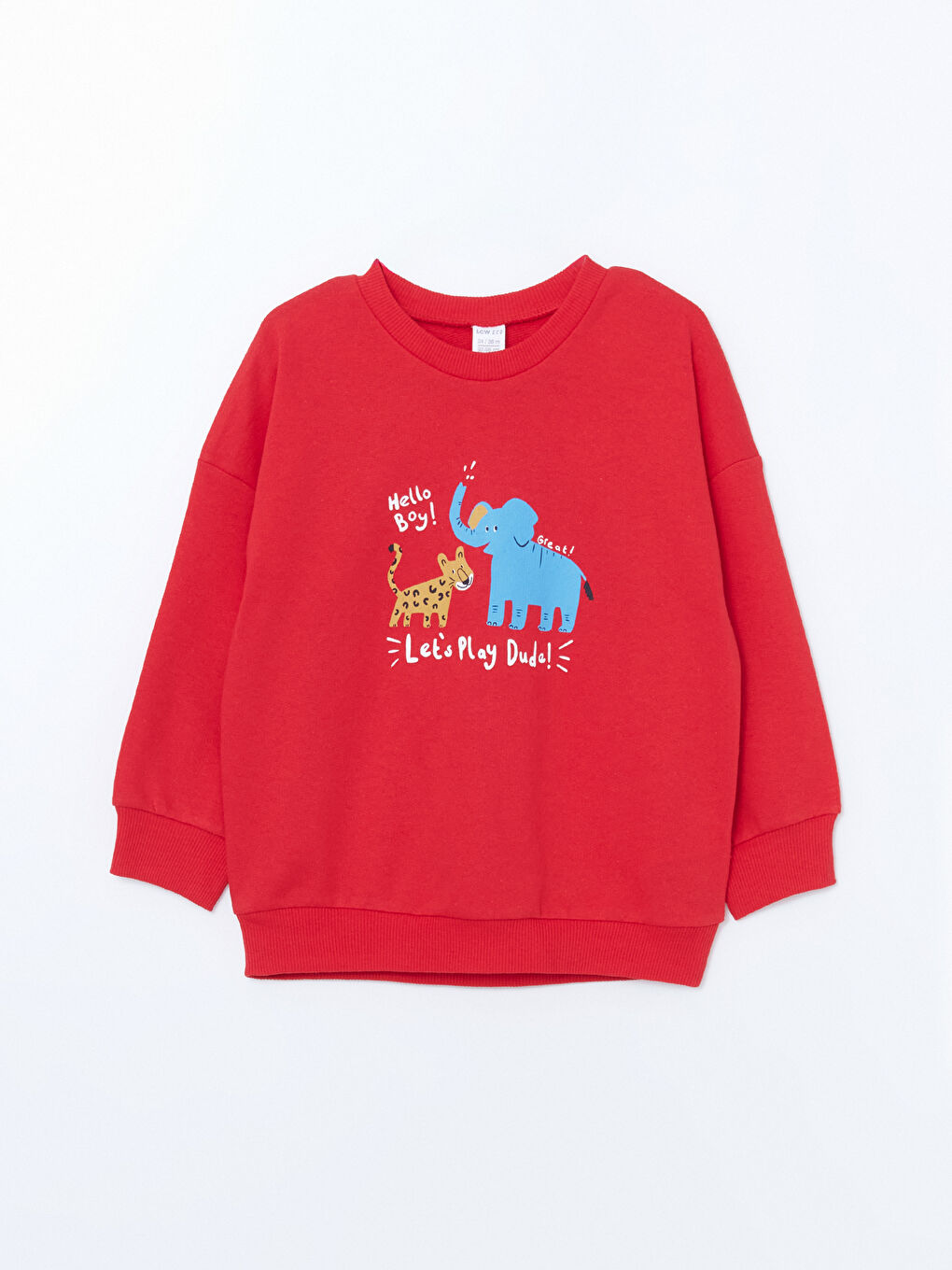 LCW ECO Canlı Kırmızı Bisiklet Yaka Baskılı Erkek Bebek Sweatshirt