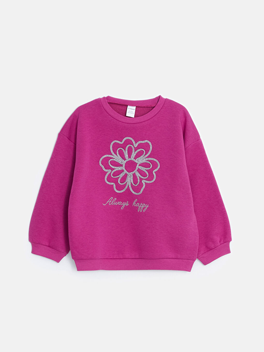 LCW Kids Mat Fuşya Bisiklet Yaka Uzun Kollu Baskılı Kız Bebek Sweatshirt