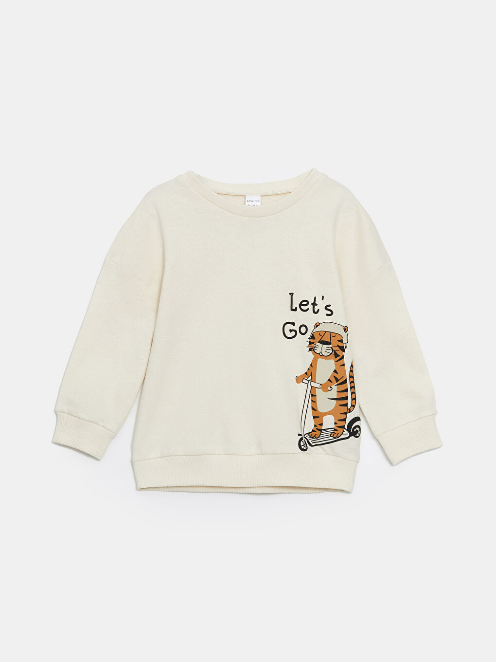 LCW ECO Açık Bej Kaplan Baskılı Erkek Bebek Sweatshirt