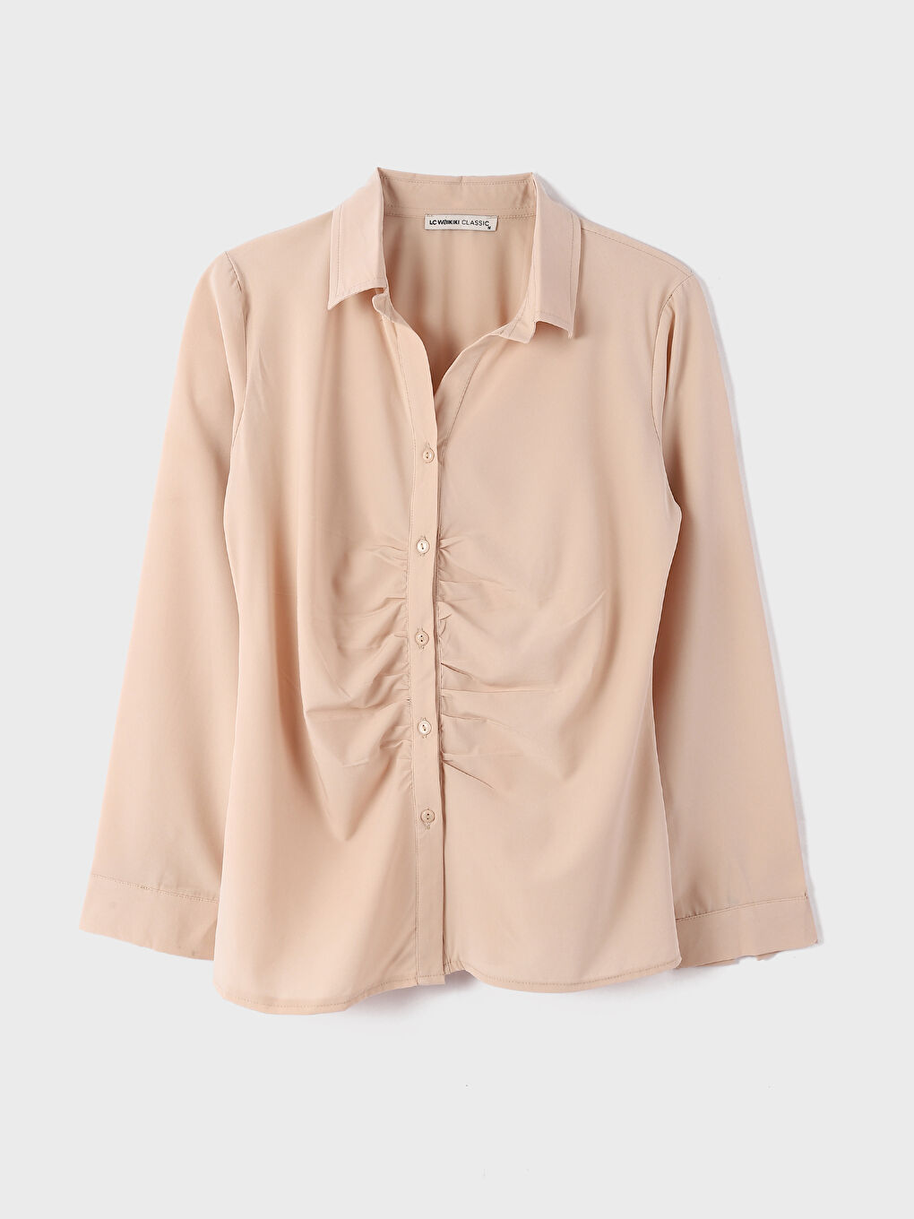 LCW Vision Collared Neck Plain Long Sleeve Women's Blouse -W4IP32Z8-G7K
