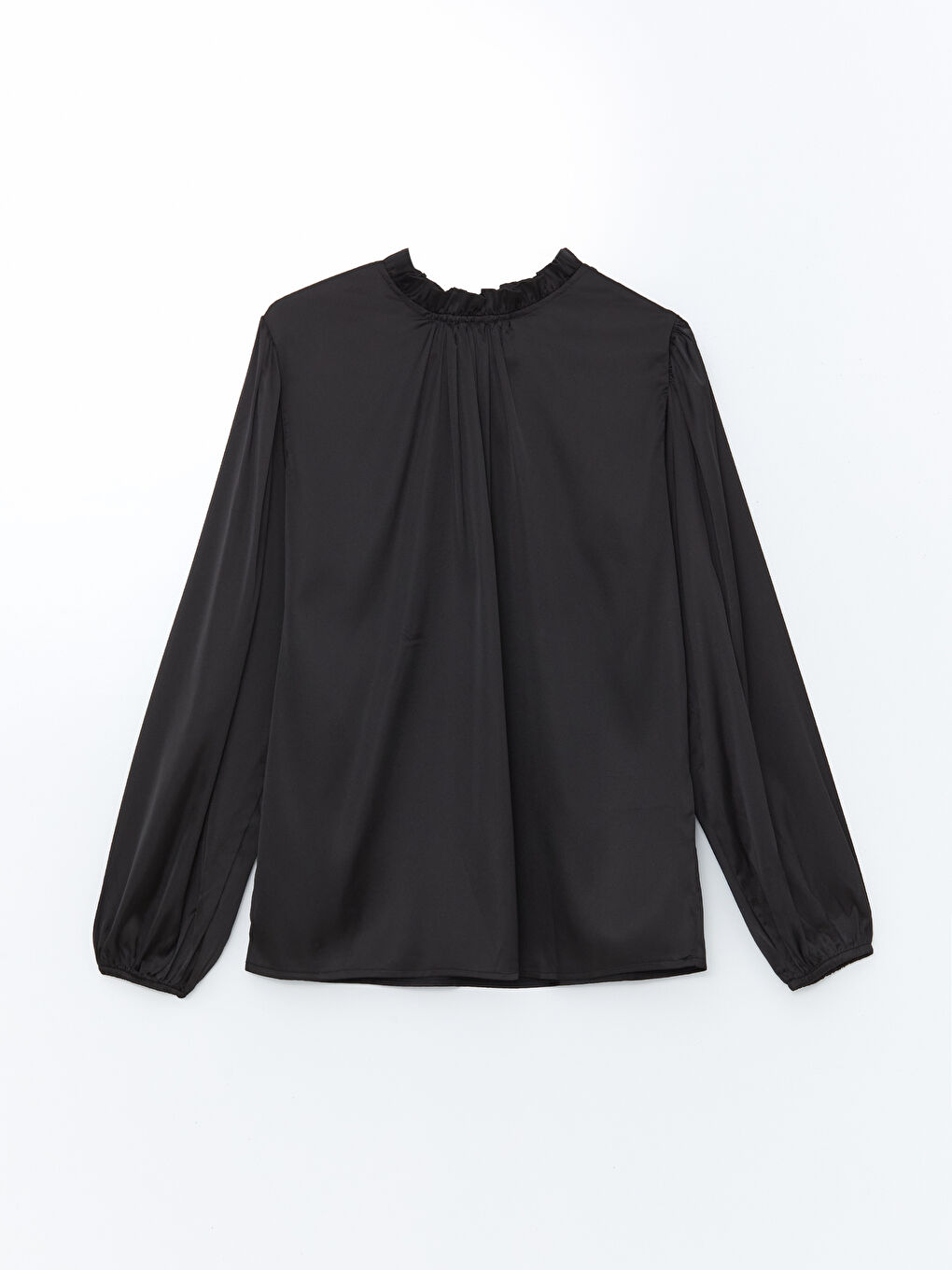 Ruffled Funnel Neck Women's Blouse-4