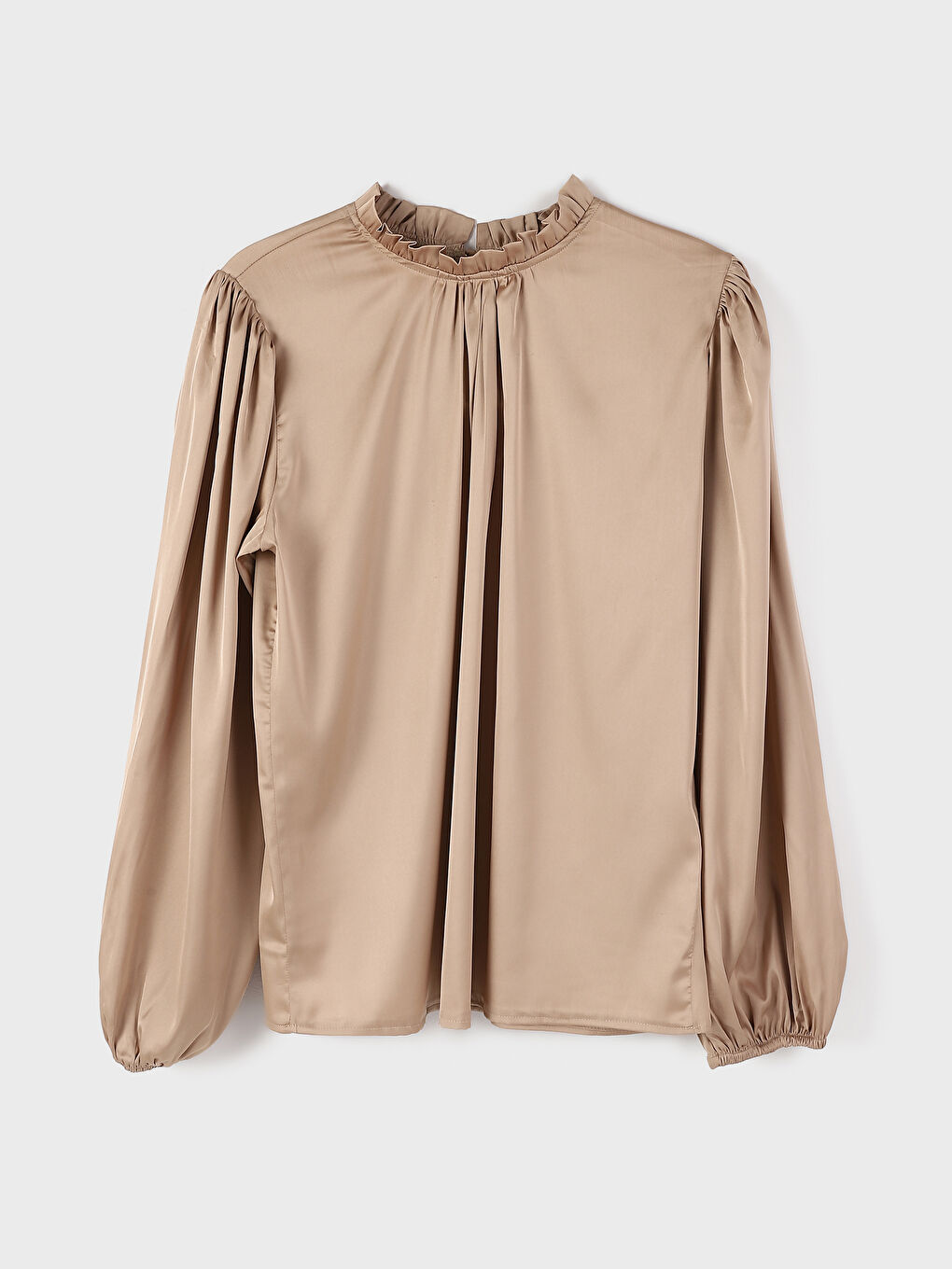 Ruffled Funnel Neck Women's Blouse-4
